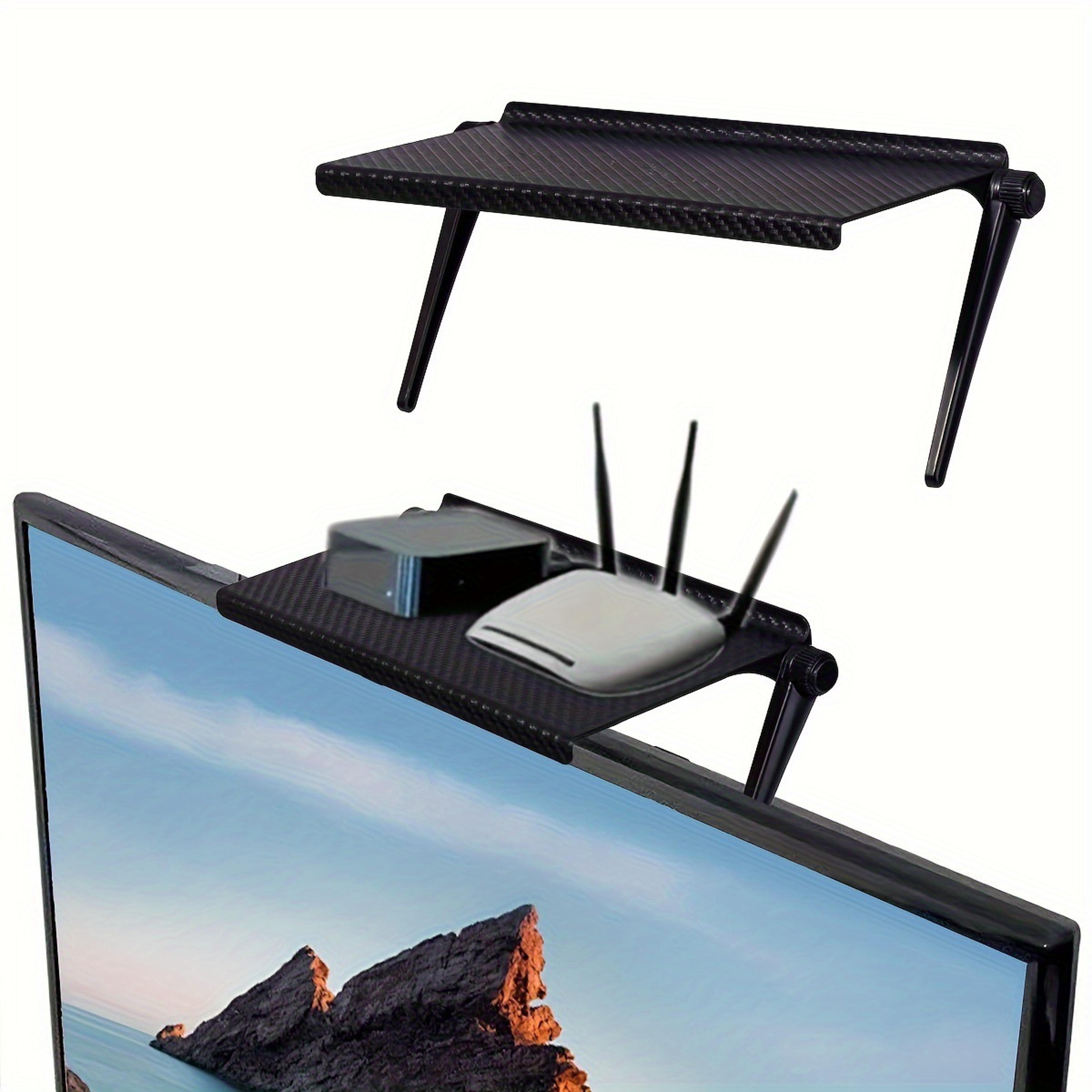 adjustable tv screen top storage shelf computer desktop display stand monitor storage rack