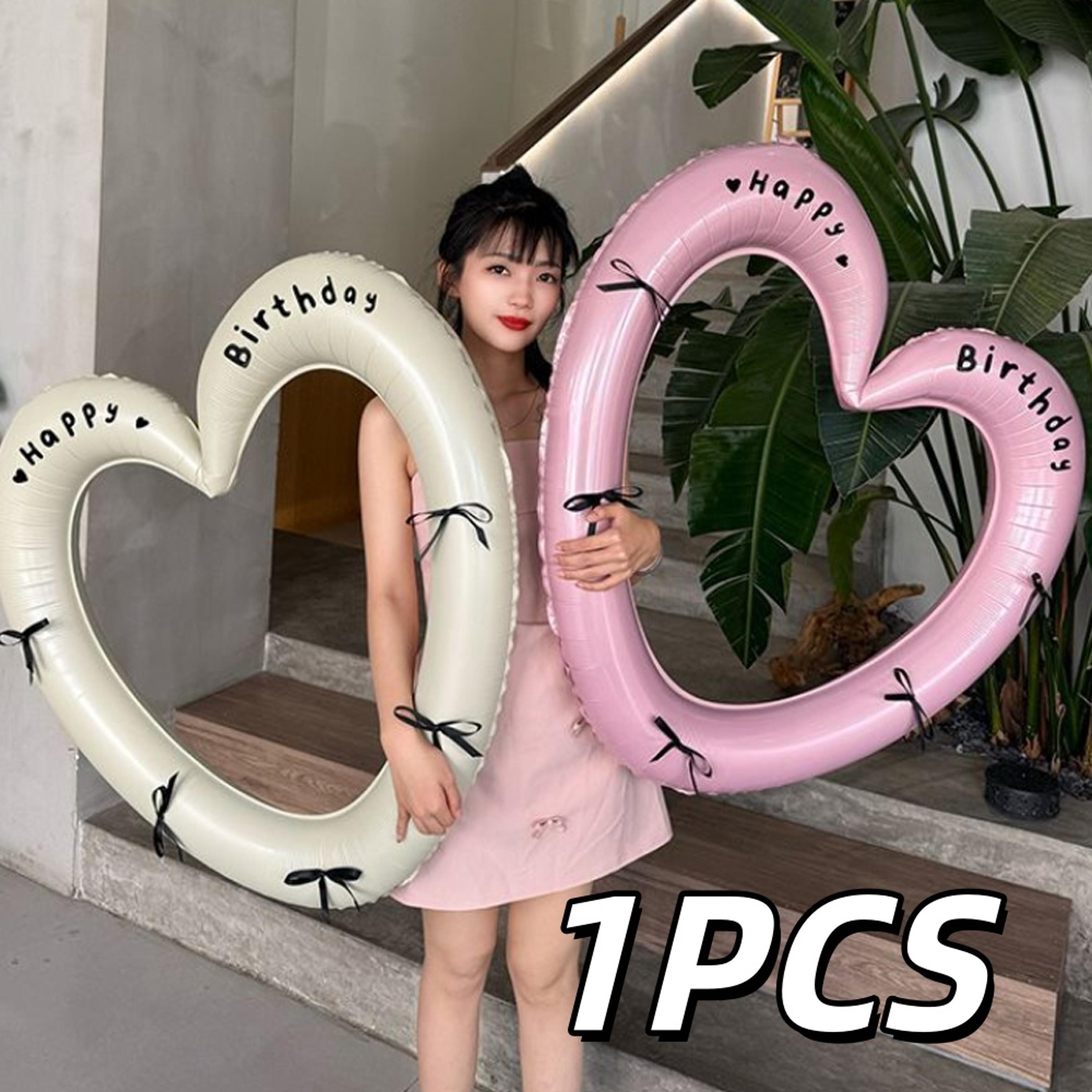 happy birthday heart photo frame balloon with bowknot stickers for girls valentine's day party photo props wedding
