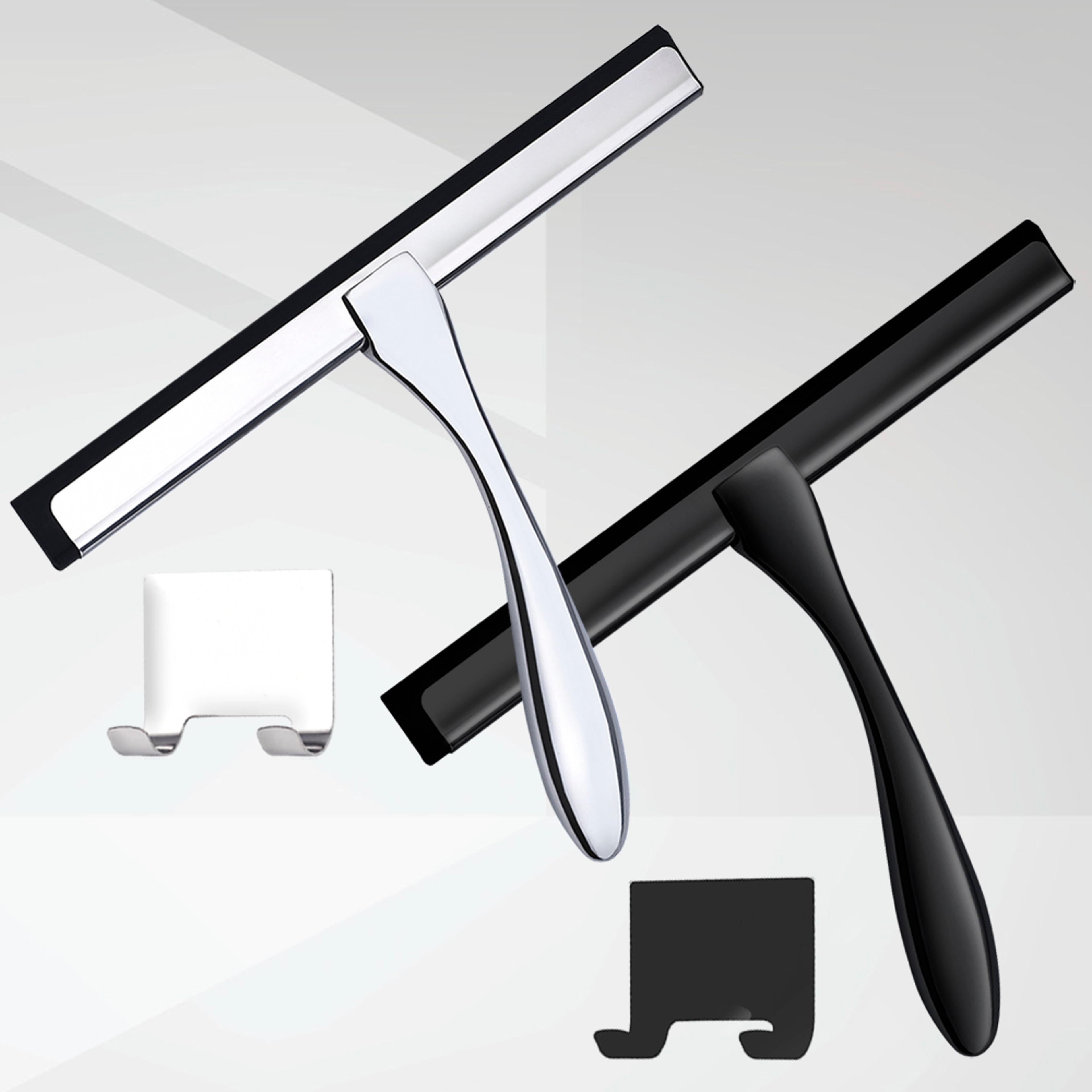 stainless steel glass wiper shower squeegee with silicone rubber scraper for car mirror and bathroom