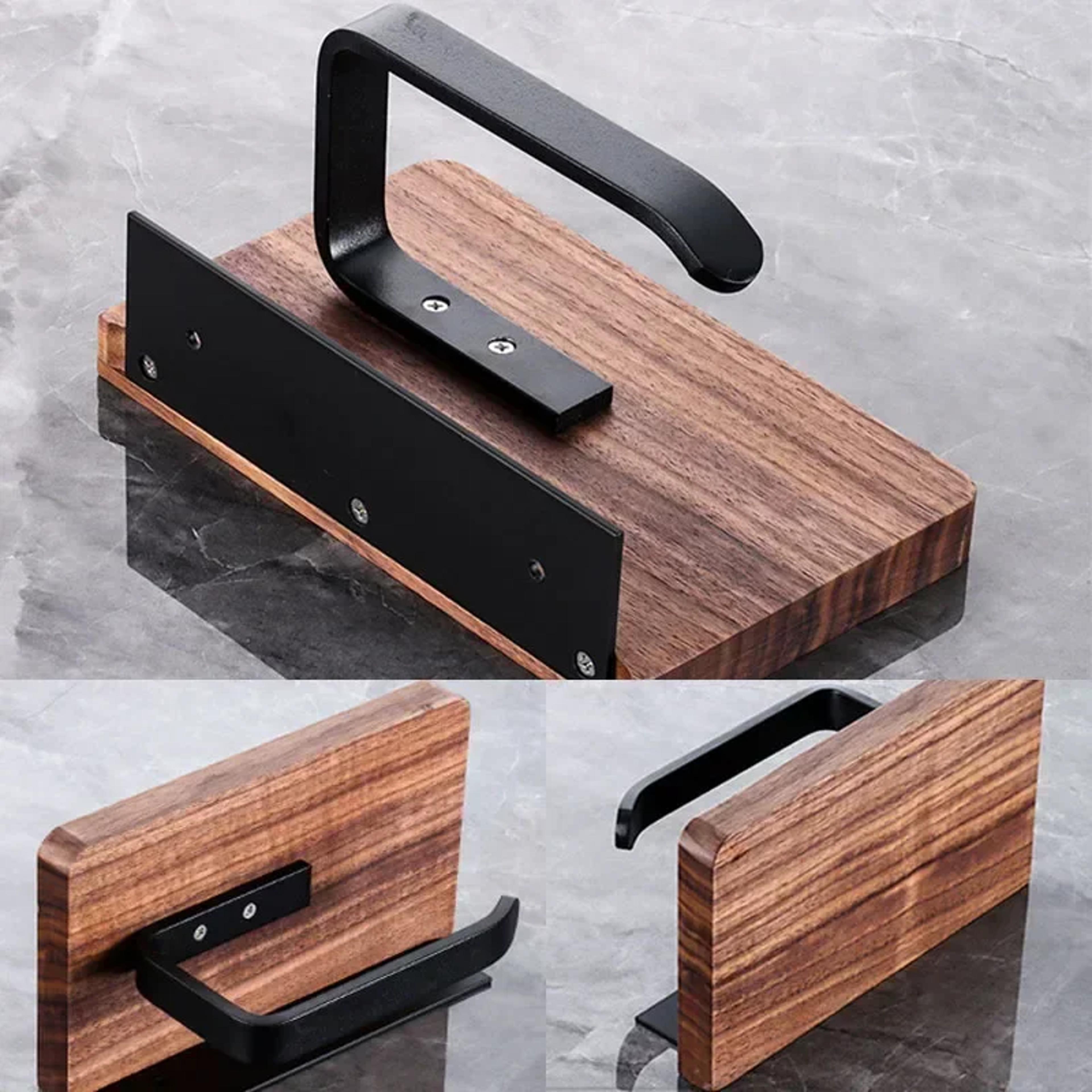 Wall Mount Wooden Toilet Paper Holder Bathroom Storage Shelf With Phone Holder Towel Roll Shelf For 4