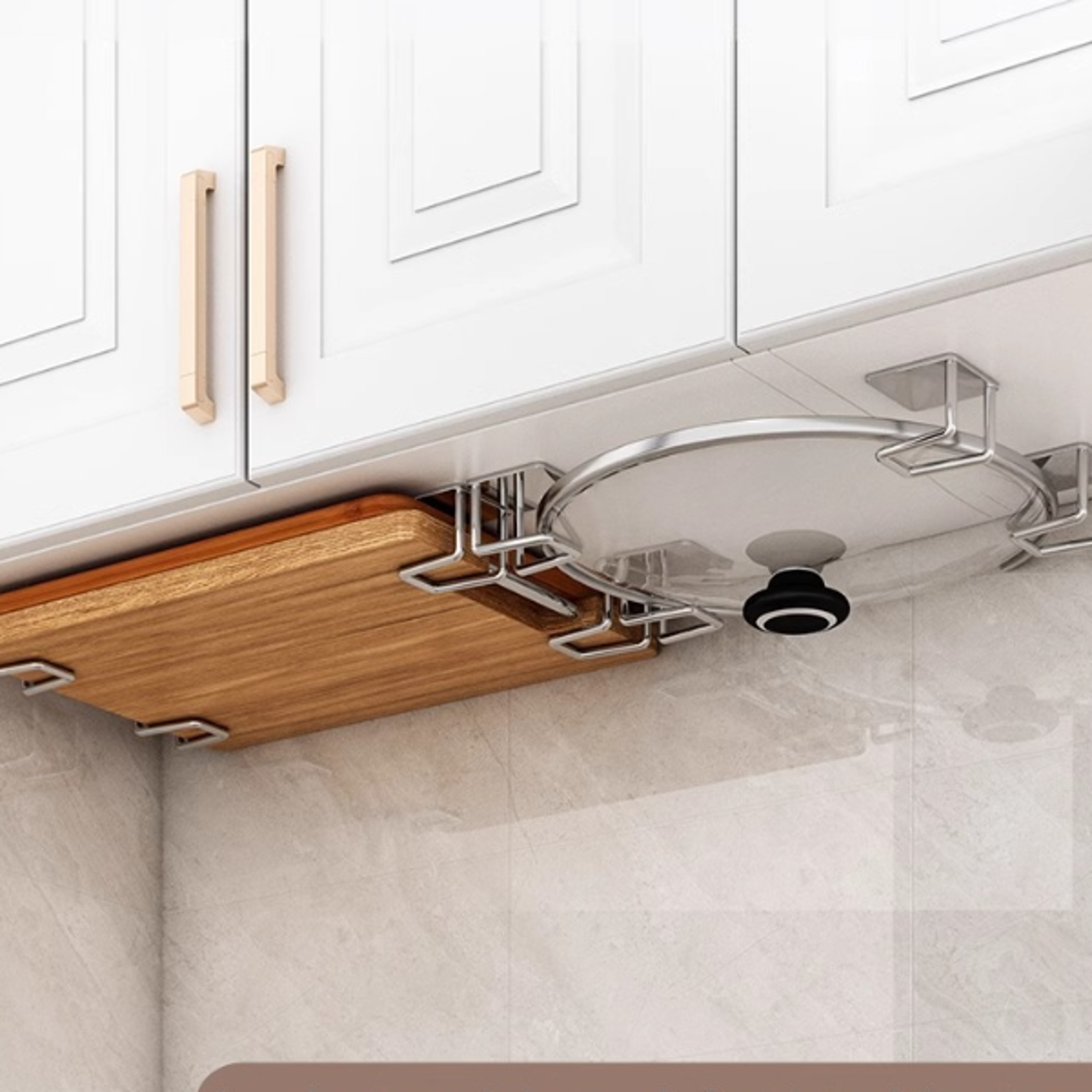 Stylish Pot Lid Rack Under the Cabinet YM Portable Wall Mounted Kitchen Storage Rack Modern Cutting