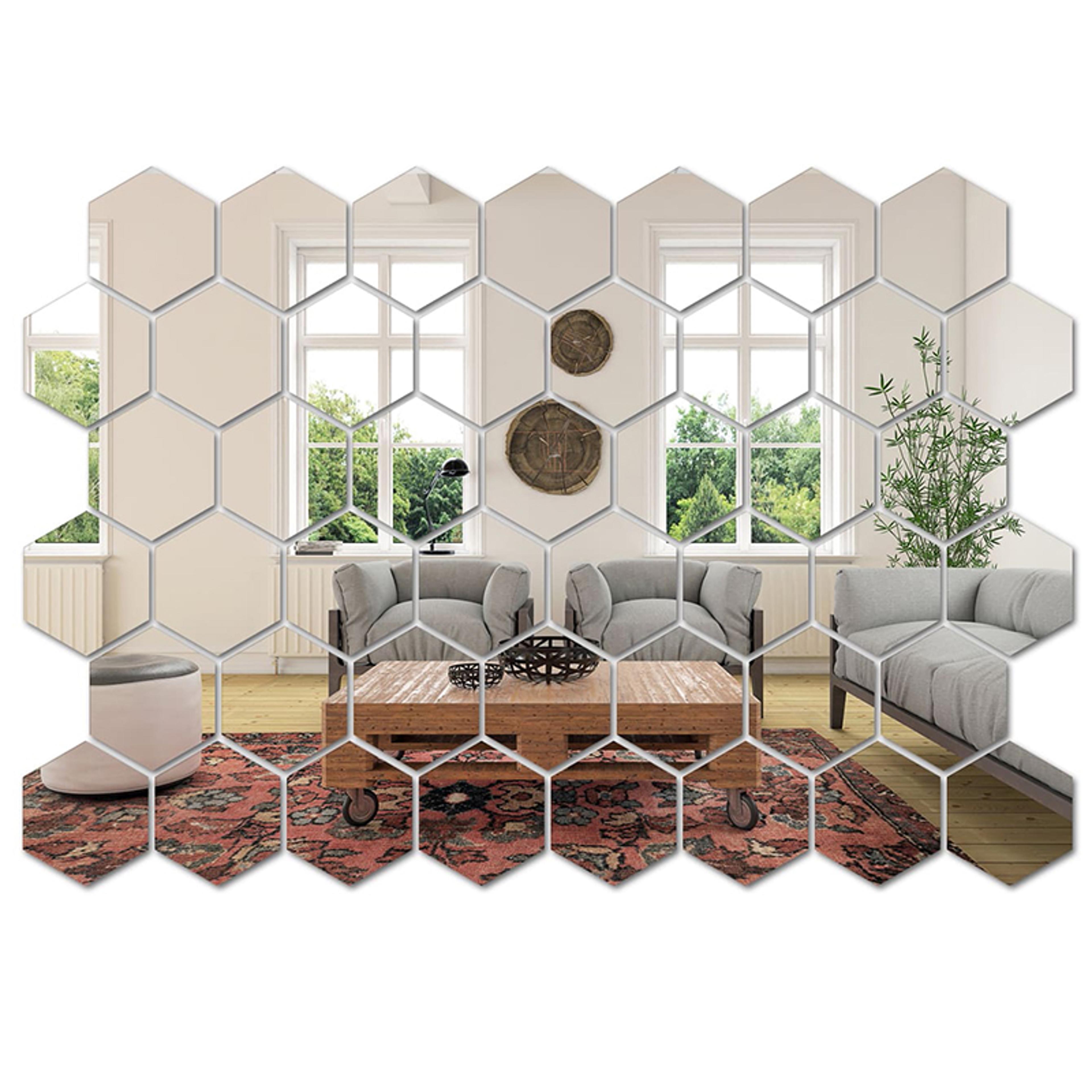 diy hexagon wall art sticker mirror tiles for home decoration