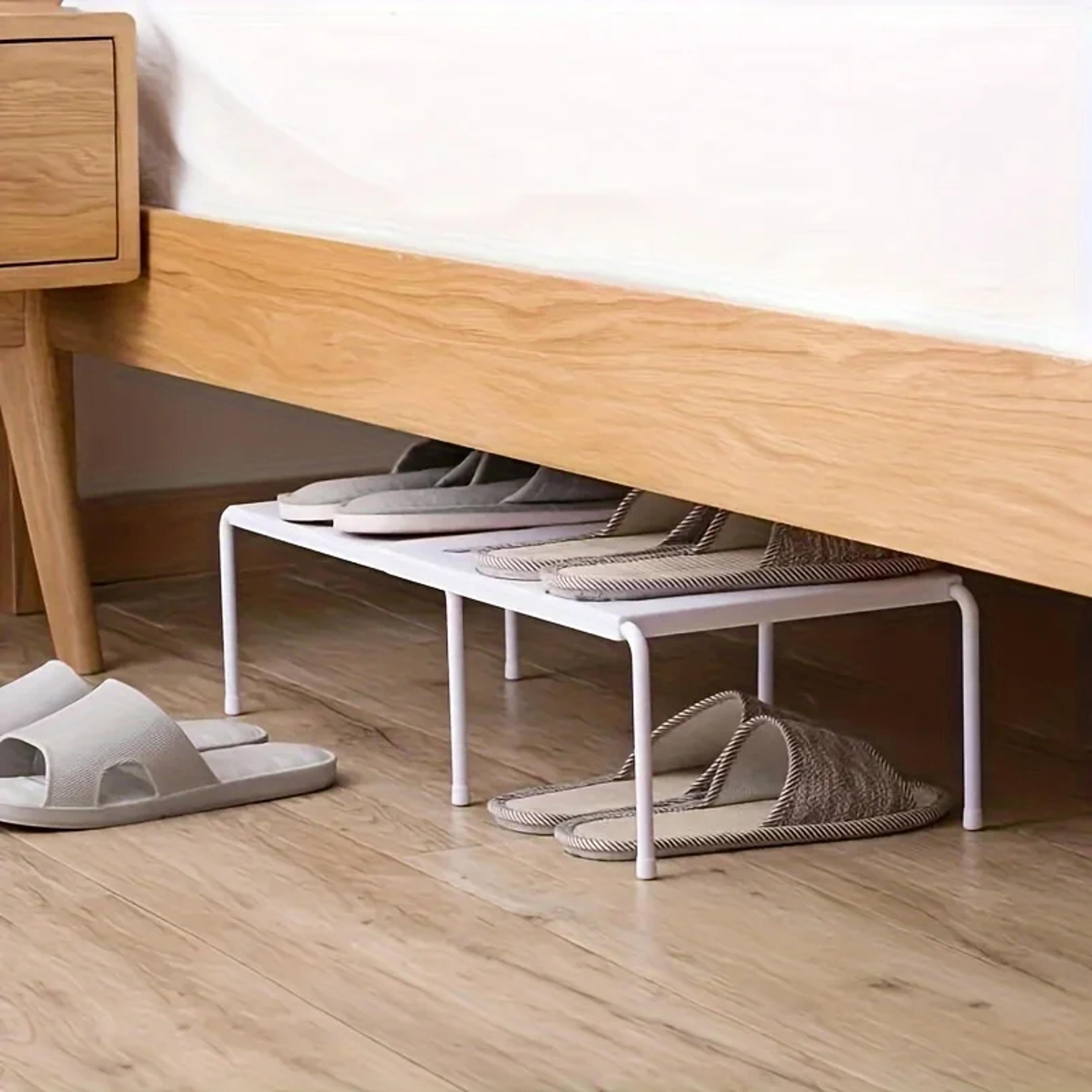 Space Saving Plastic Shoe Rack Adjustable Organizer For Sneakers Slippers Dorm Closet 1
