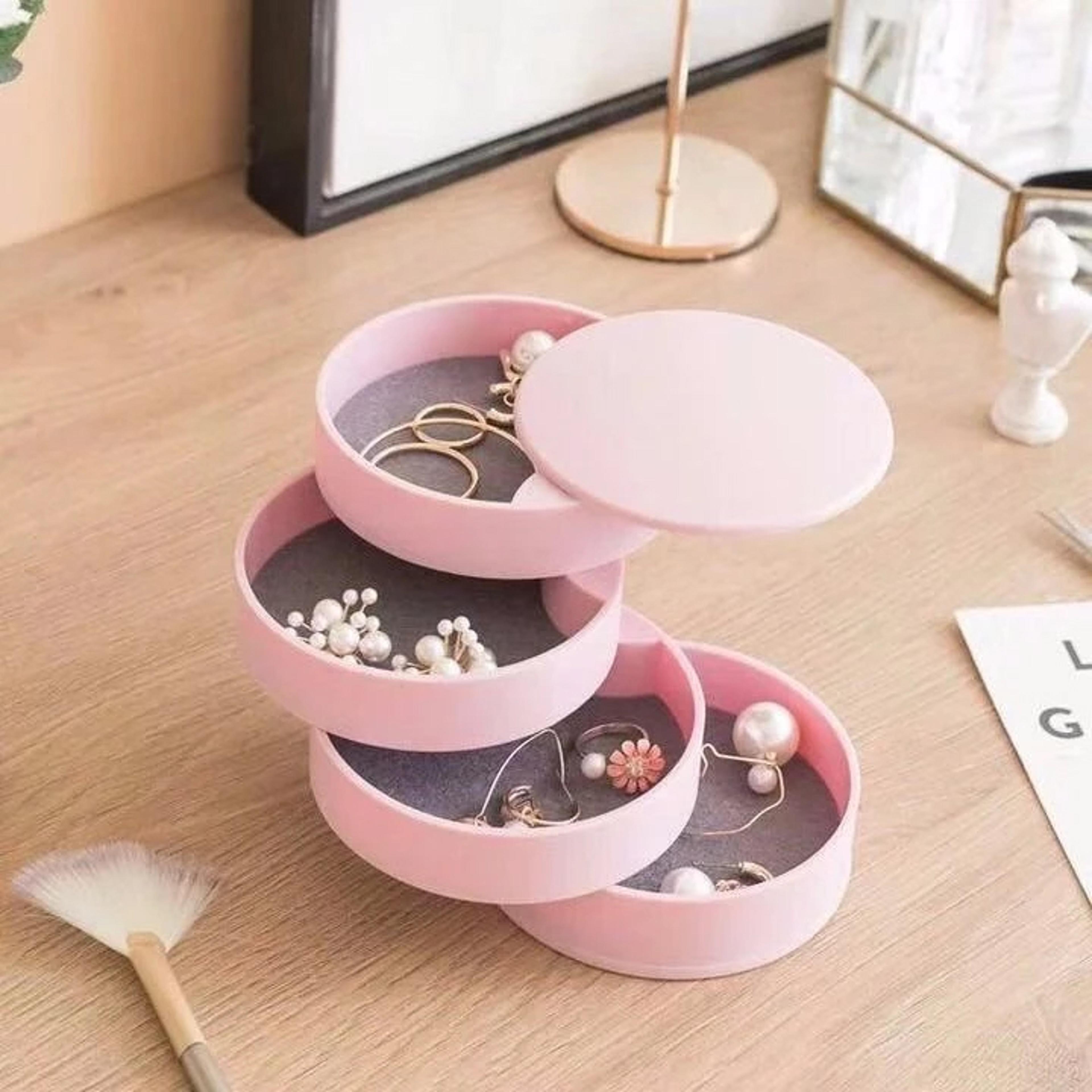 Multilayer Rotating Desktop Storage Box Makeup Jewelry Organizer Dustproof Jewelry Storage Box With 8