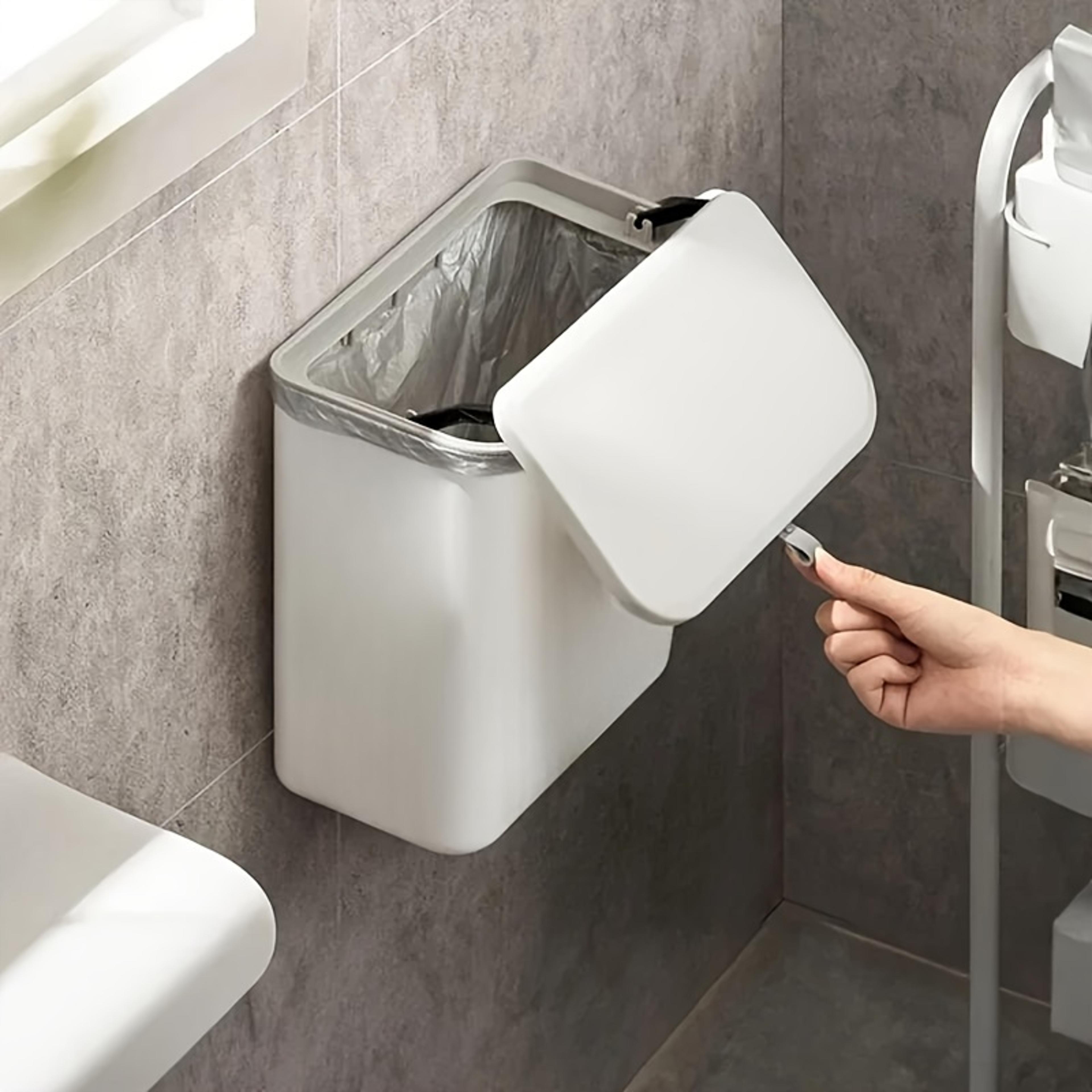 Effortless Cleanup White WallMounted Trash Bin For Kitchen Durable Plastic SpaceSaving MultiFunctio 3