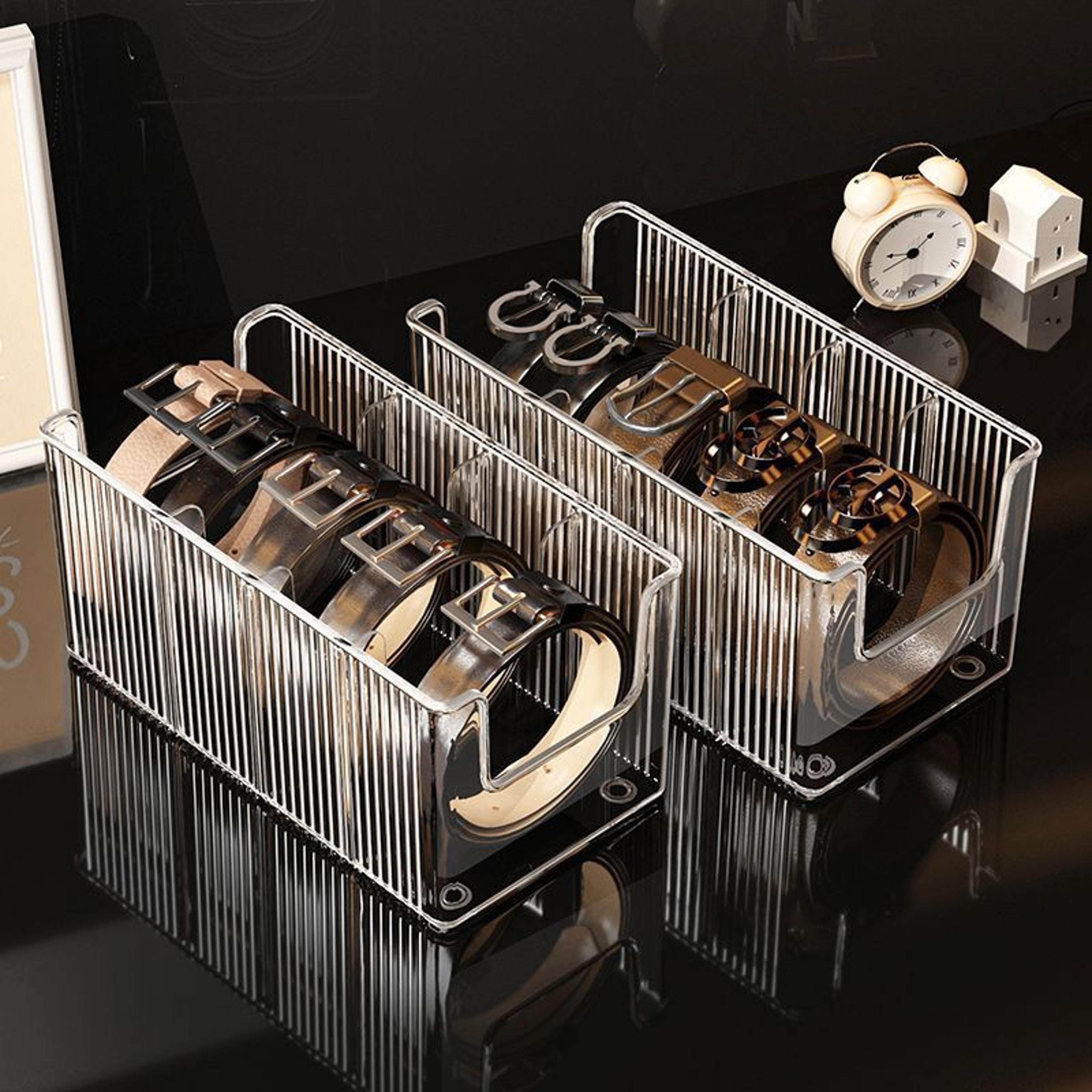 Plastic Belt Organizer Large Capacity Divided Storage Shelf Transparent Dustproof For Wardrobe Make 7