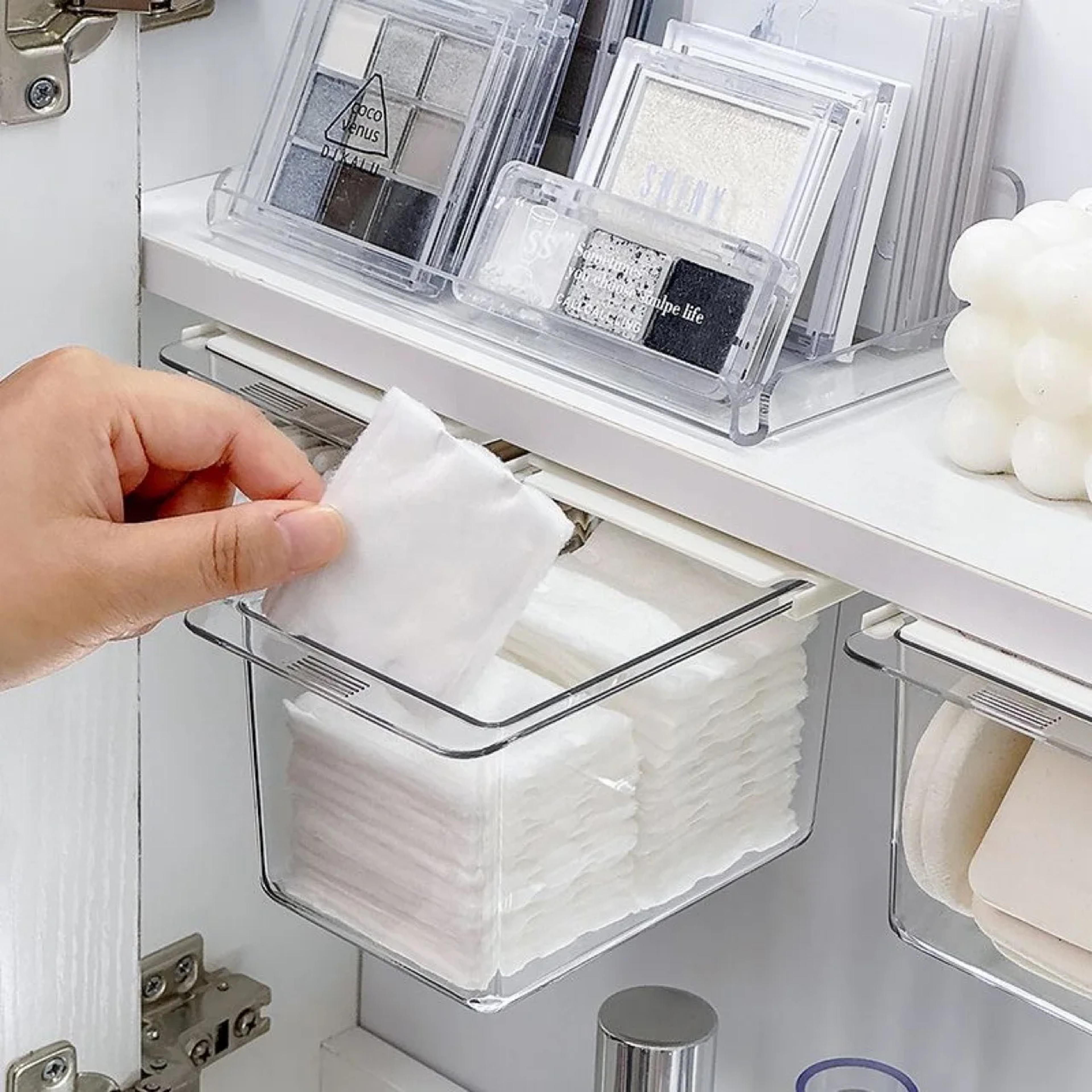 Bathroom Cotton Stick And Makeup Storage Box With PullOut Drawer Under Mirror Cabinet 1