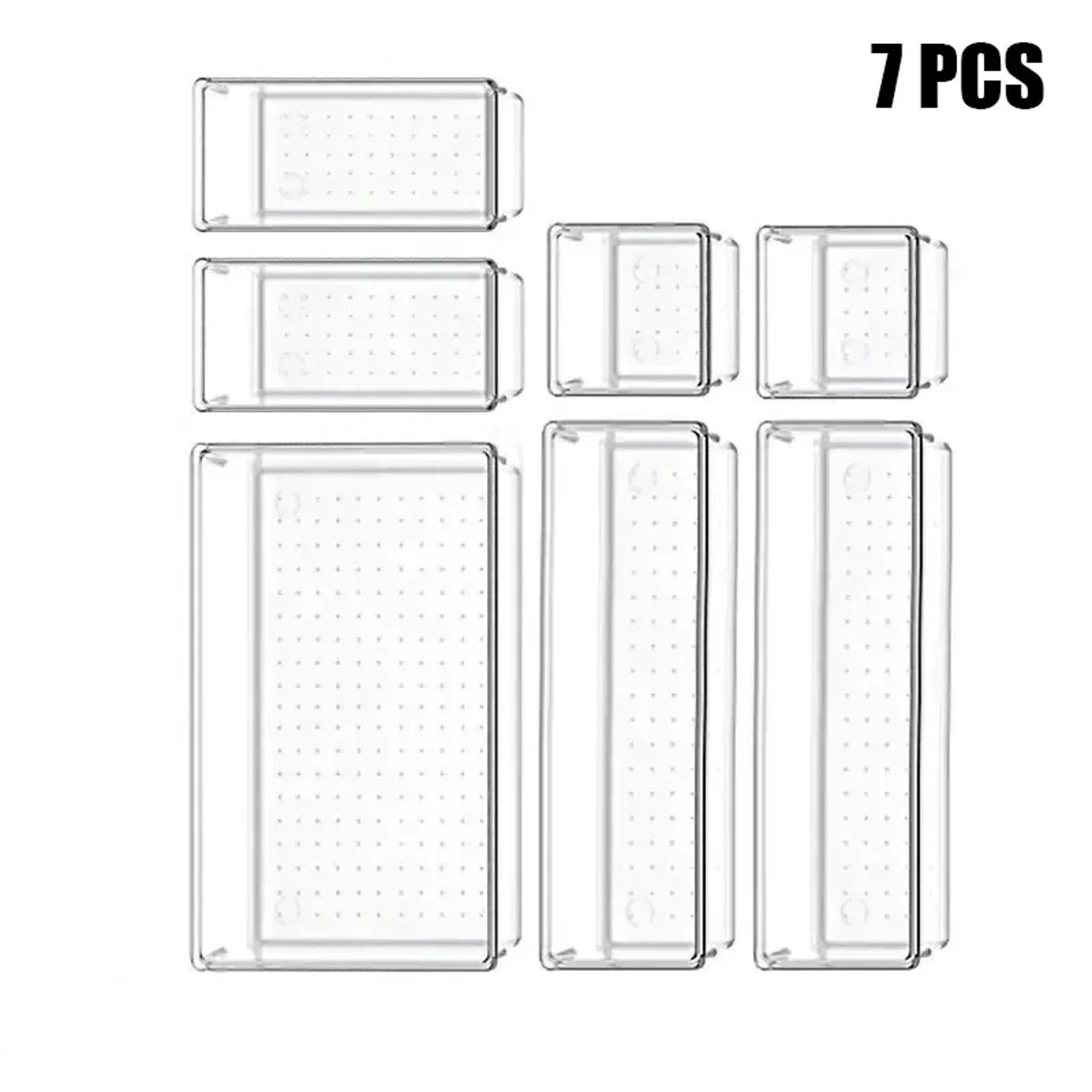Versatile Drawer Organizer Set Clear Plastic Trays And Dividers For Makeup And Kitchen Storage 6
