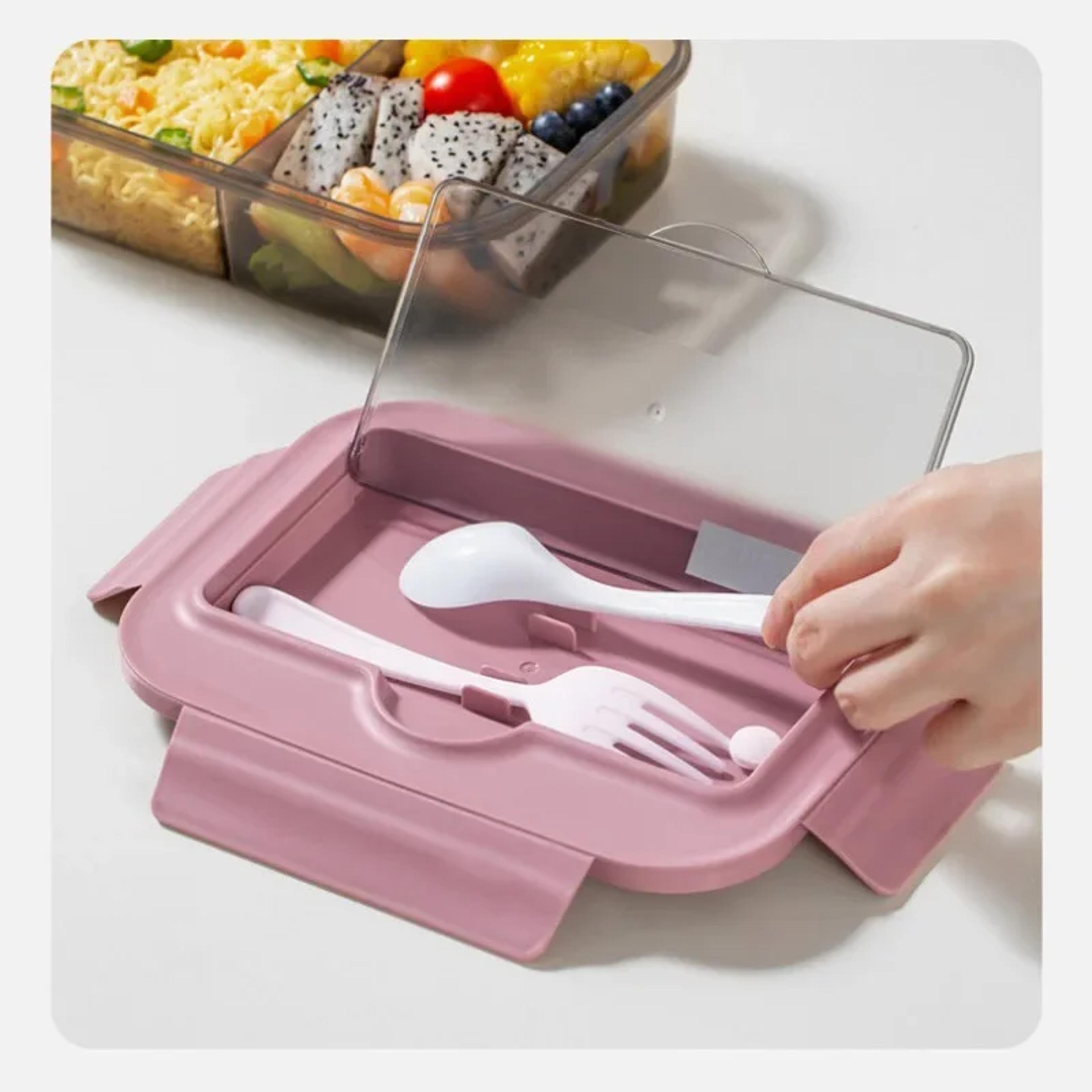 Square Divided Bento Box With Tableware Leakproof MicrowaveSafe Lunch Box For Office Picnic  Campin 5