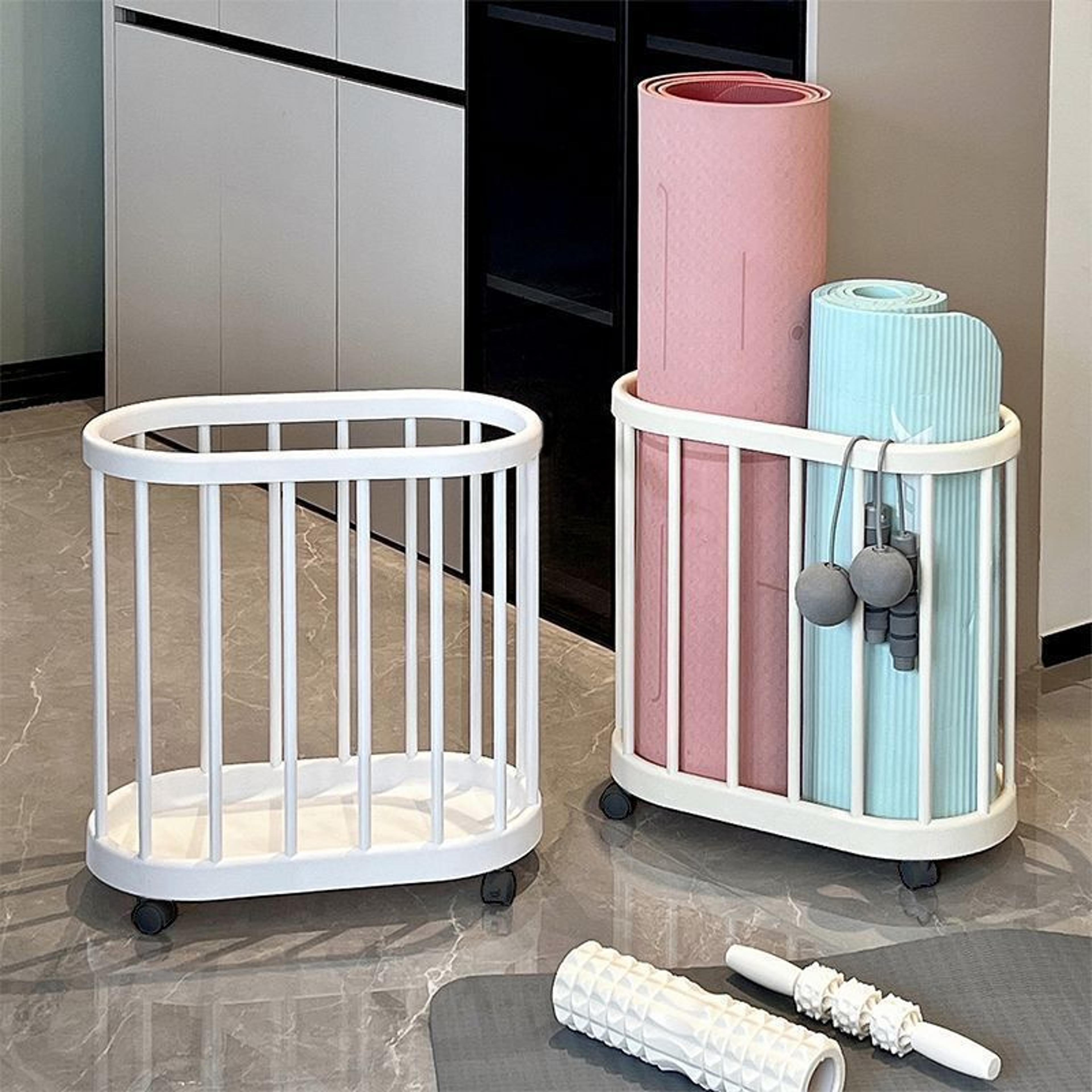 heavy-duty storage cart with wheels for yoga mats & fitness gear multi-purpose organizer