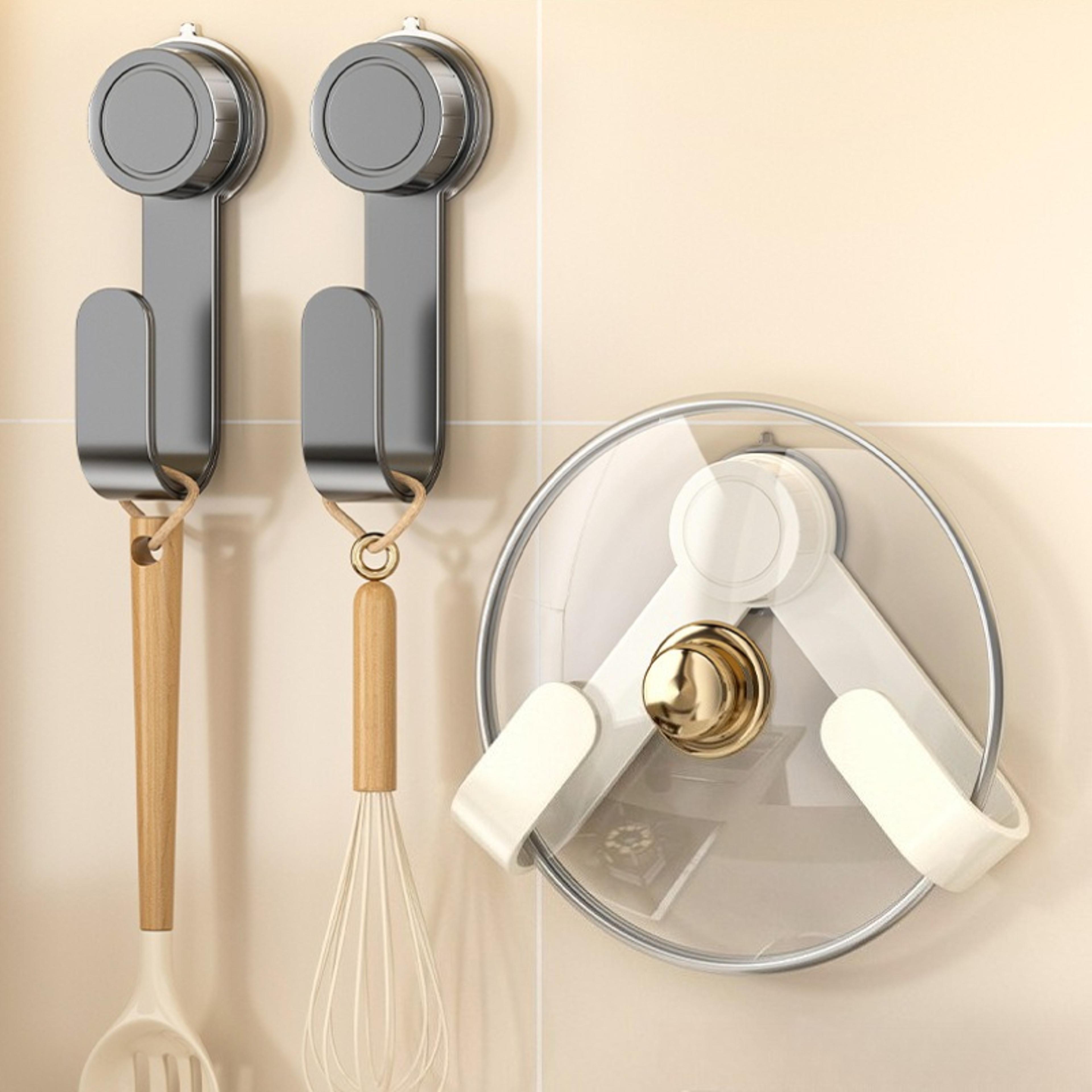 WallMounted Pot Lid Rack With Hooks MultiFunctional Holder  Chopping Boar 1