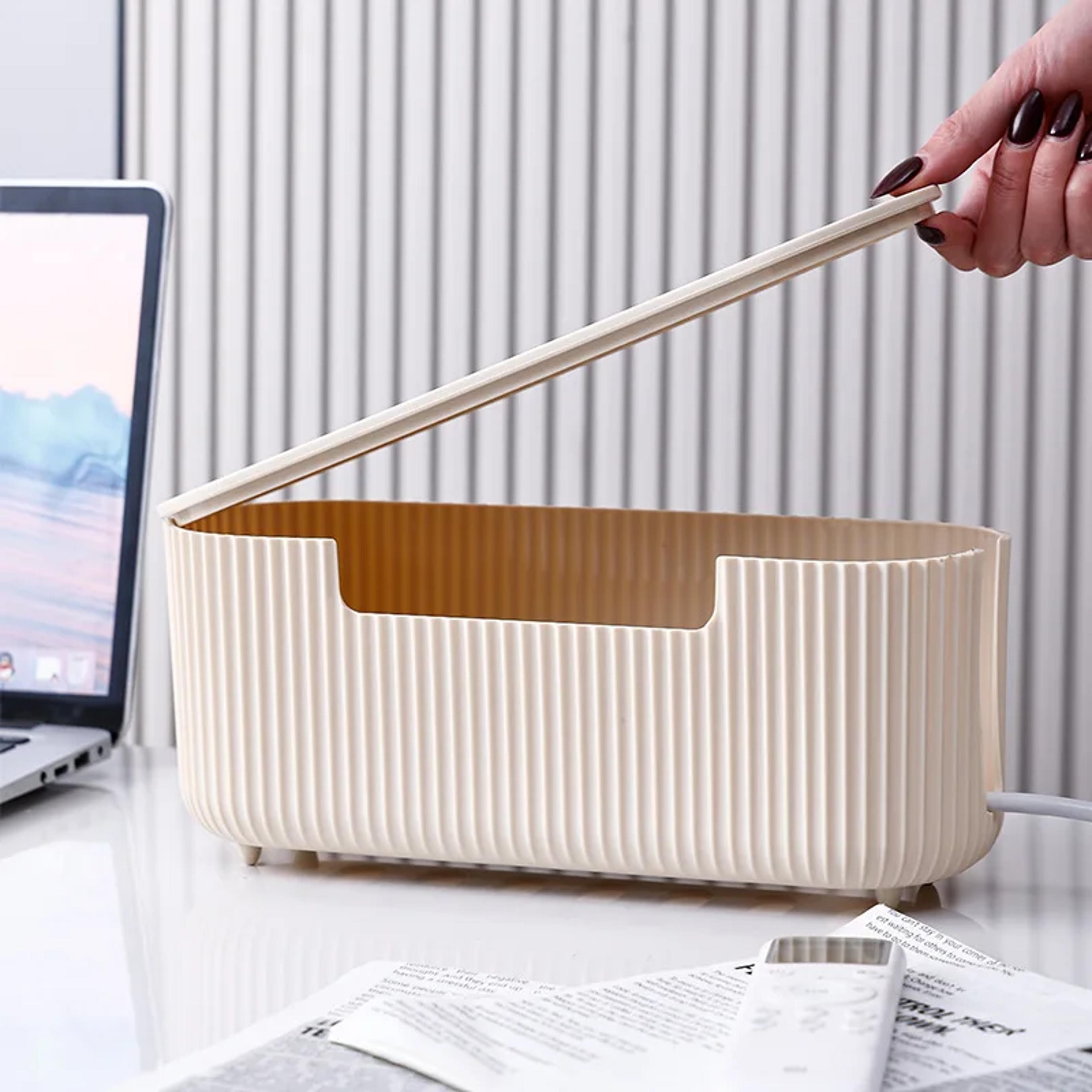 Cable Management Box Dustproof Desktop Power Strip Organizer For Home  Office 3
