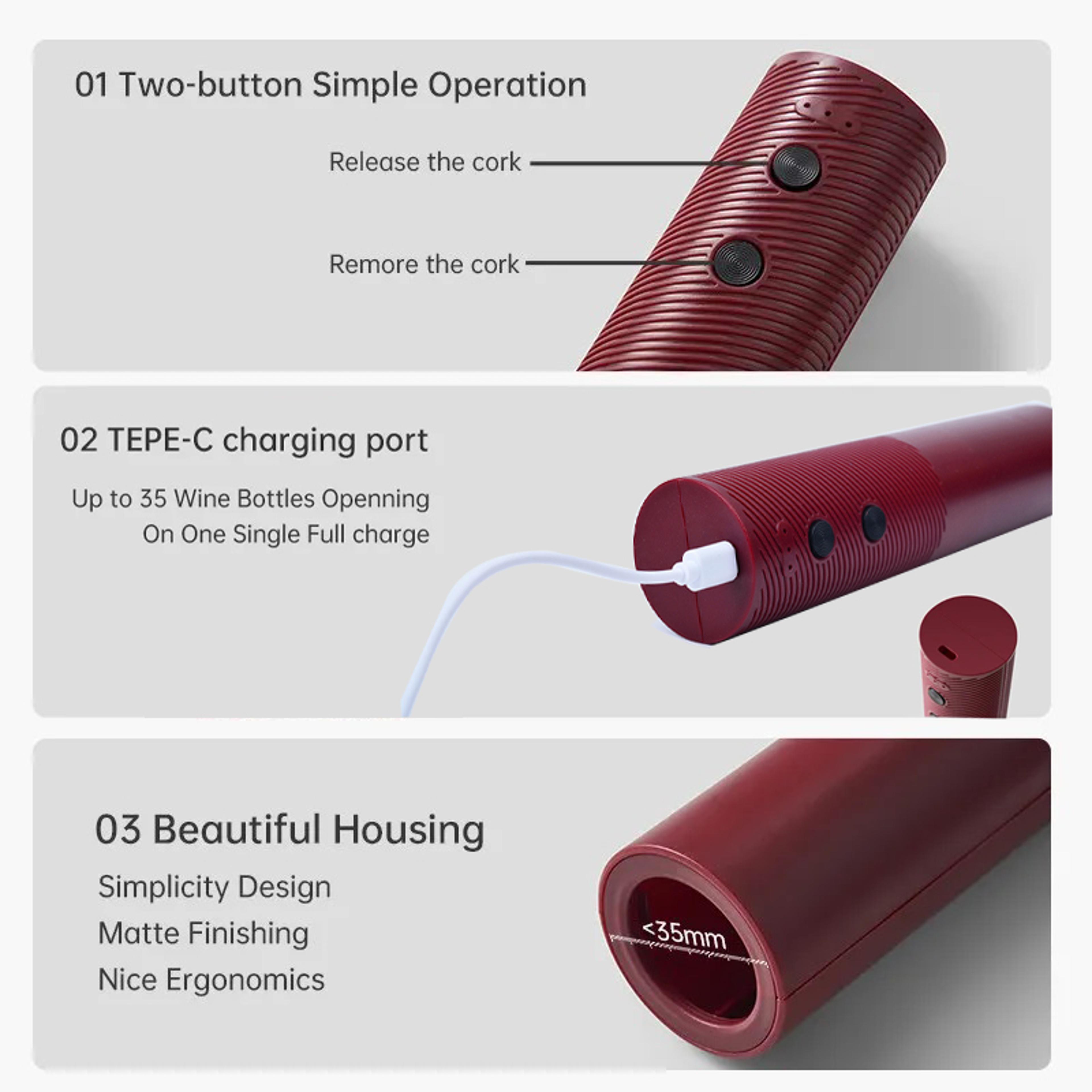 Automatic Electric Wine Bottle Opener OneClick Rechargeable Corkscrew For Home  Bar 4