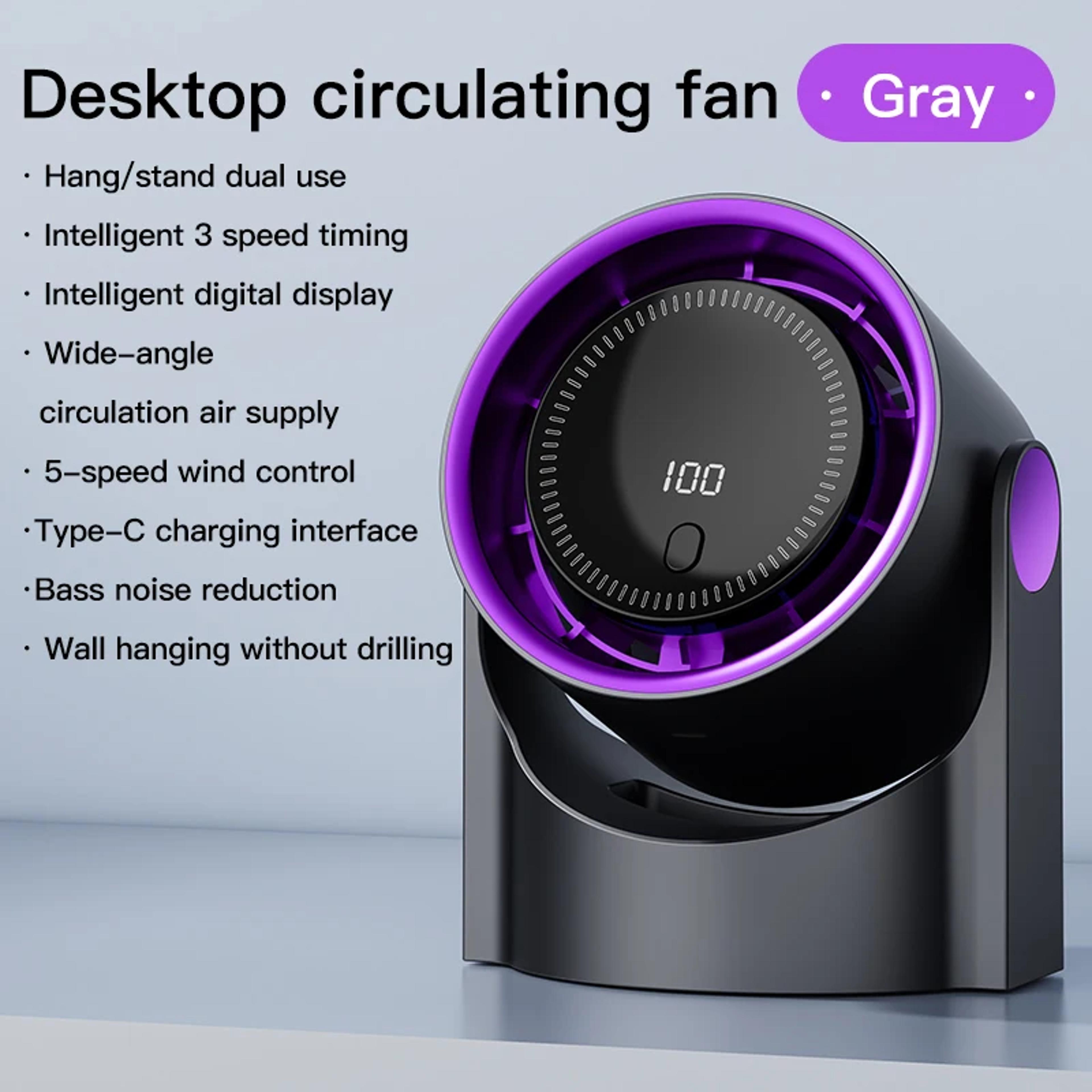 Smart Bladeless Electric Fan With USB Charging Silent Speed Settings Desktop  Wall Mounted Air Cond 6