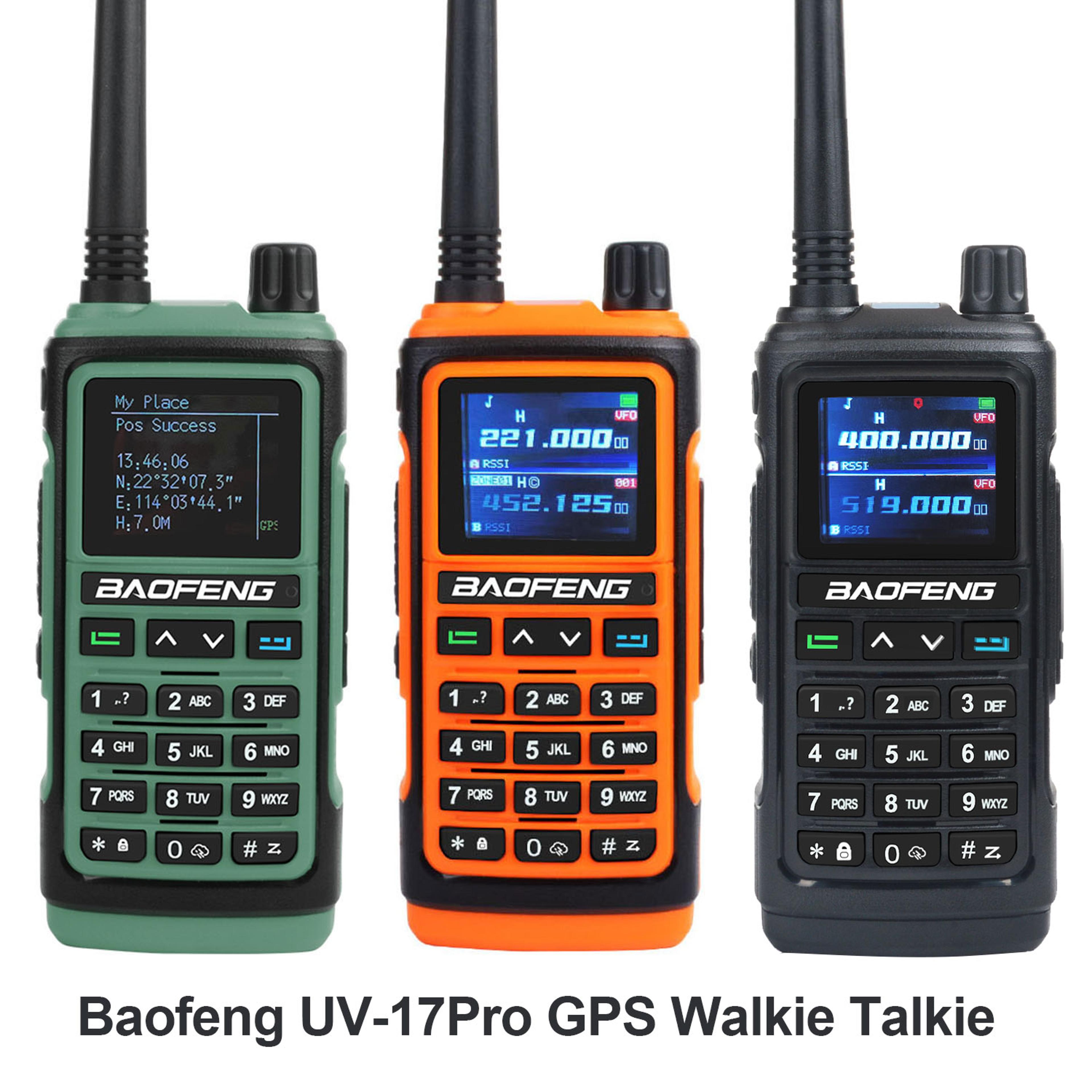 uv pro gps air band walkie talkie five bands receive, tri-band transmit fm two-way radios