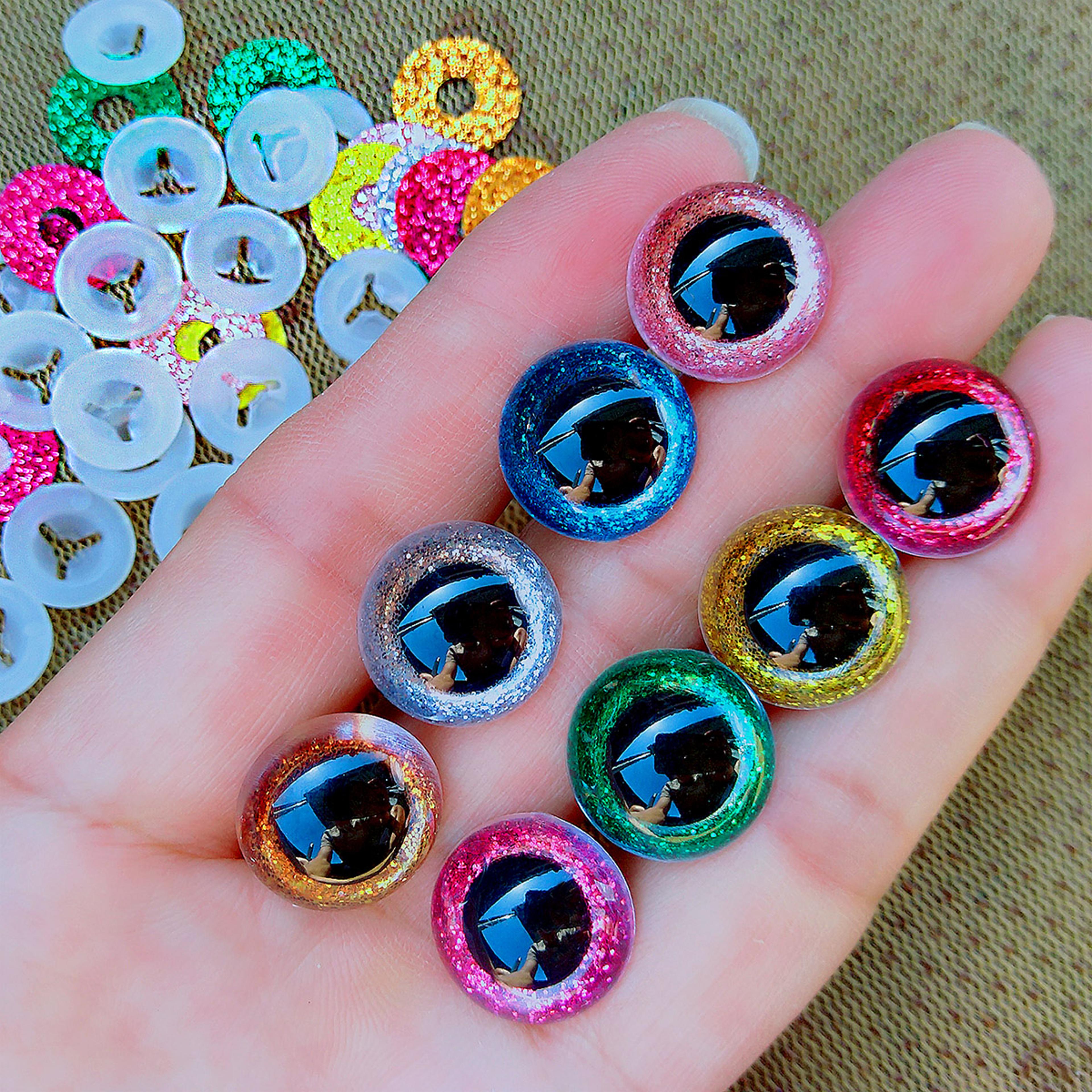 3d plastic glitter safety eyes for crochet toys & amigurumi mixed sizes for doll making, diy craft supplies