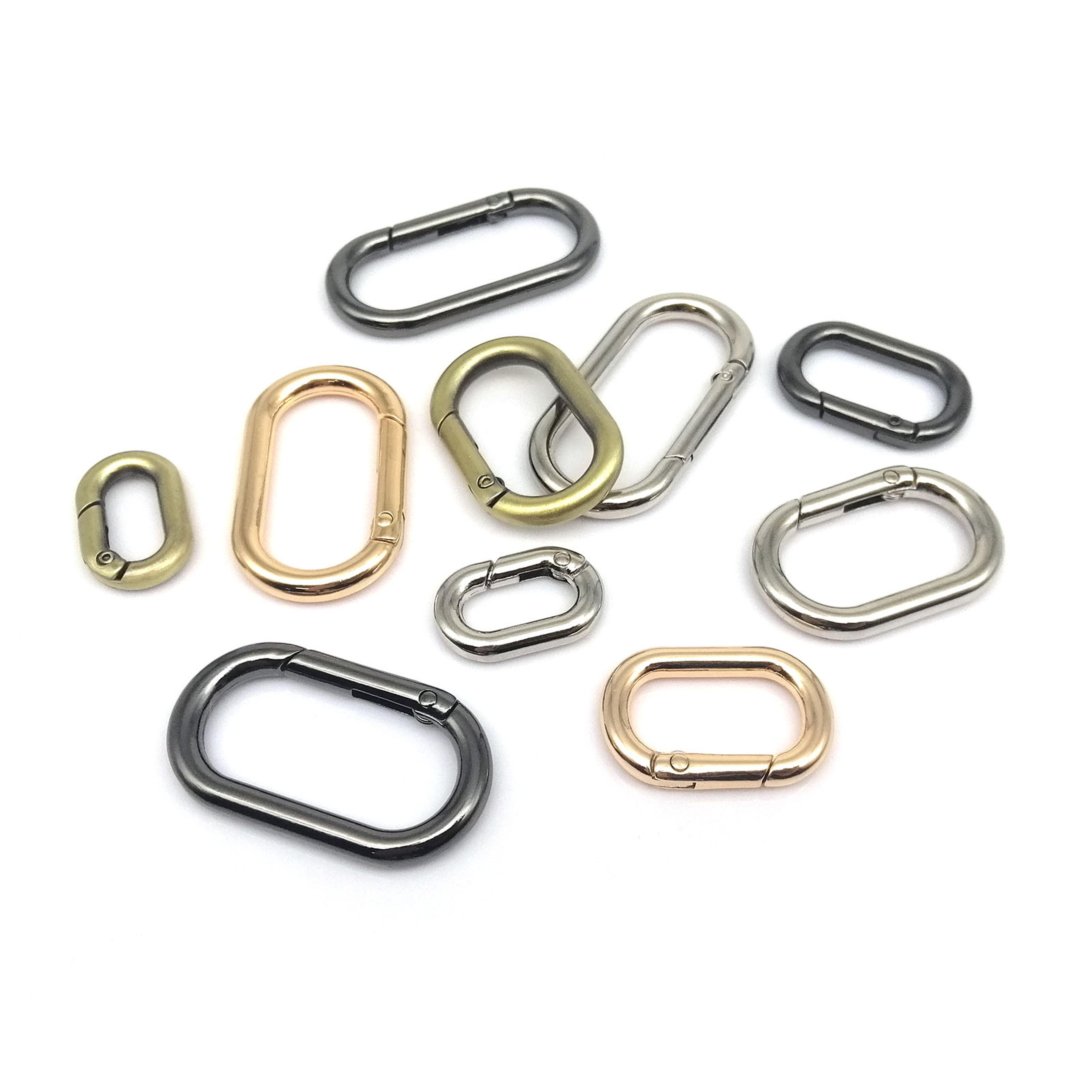 Oval Spring ORing Clasp Premium Leather Bag Connector Keychain Carabiner Snap Clasp For Bags Keys A 2