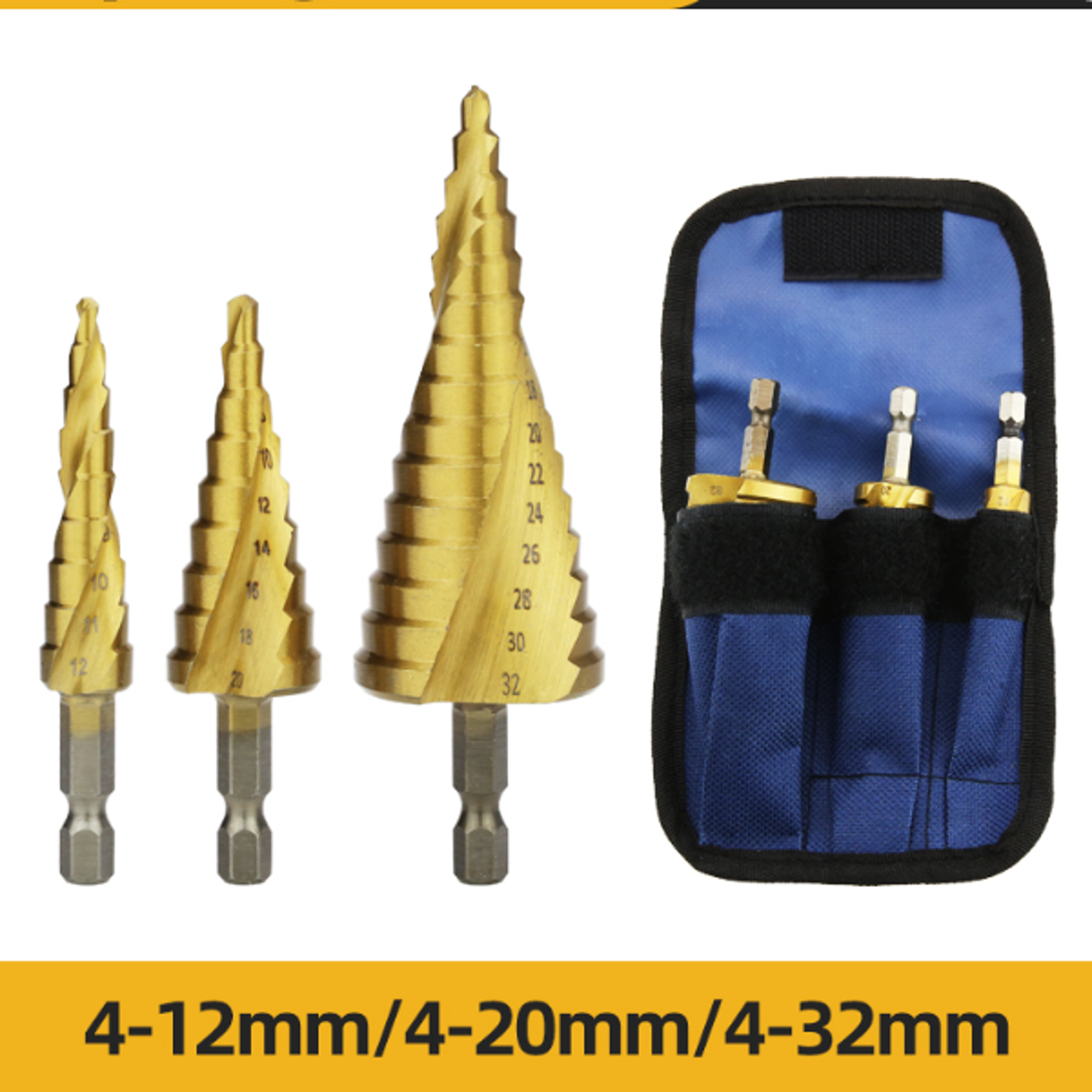 Titanium Step Drill Bit Set For Metal  Wood HighSpeed Durable Power Tool Accessory 7