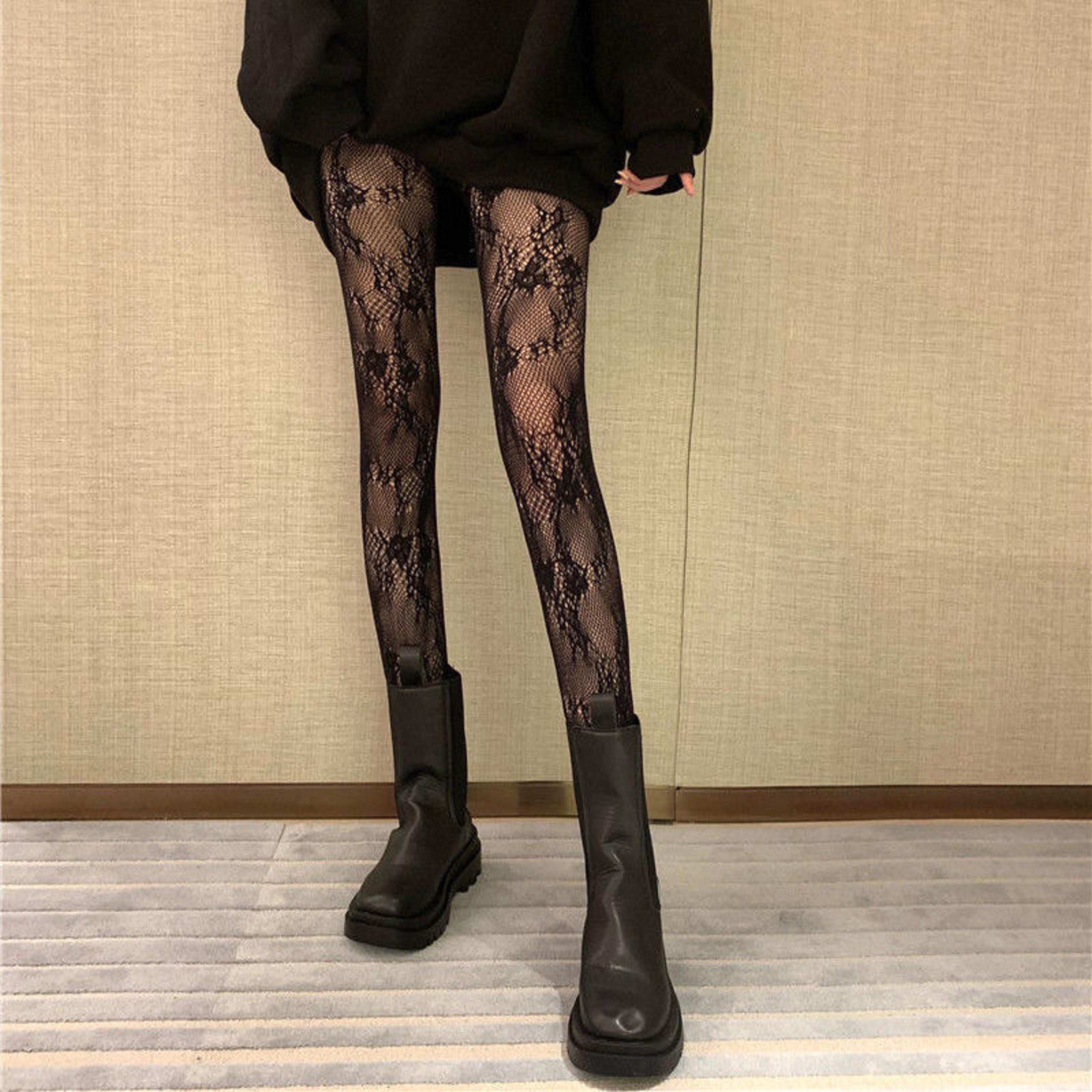 Elegant Floral Lolita Lace Stockings Vintage Hollow Lace Mesh Pantyhose For Retro Fashion Styling 11