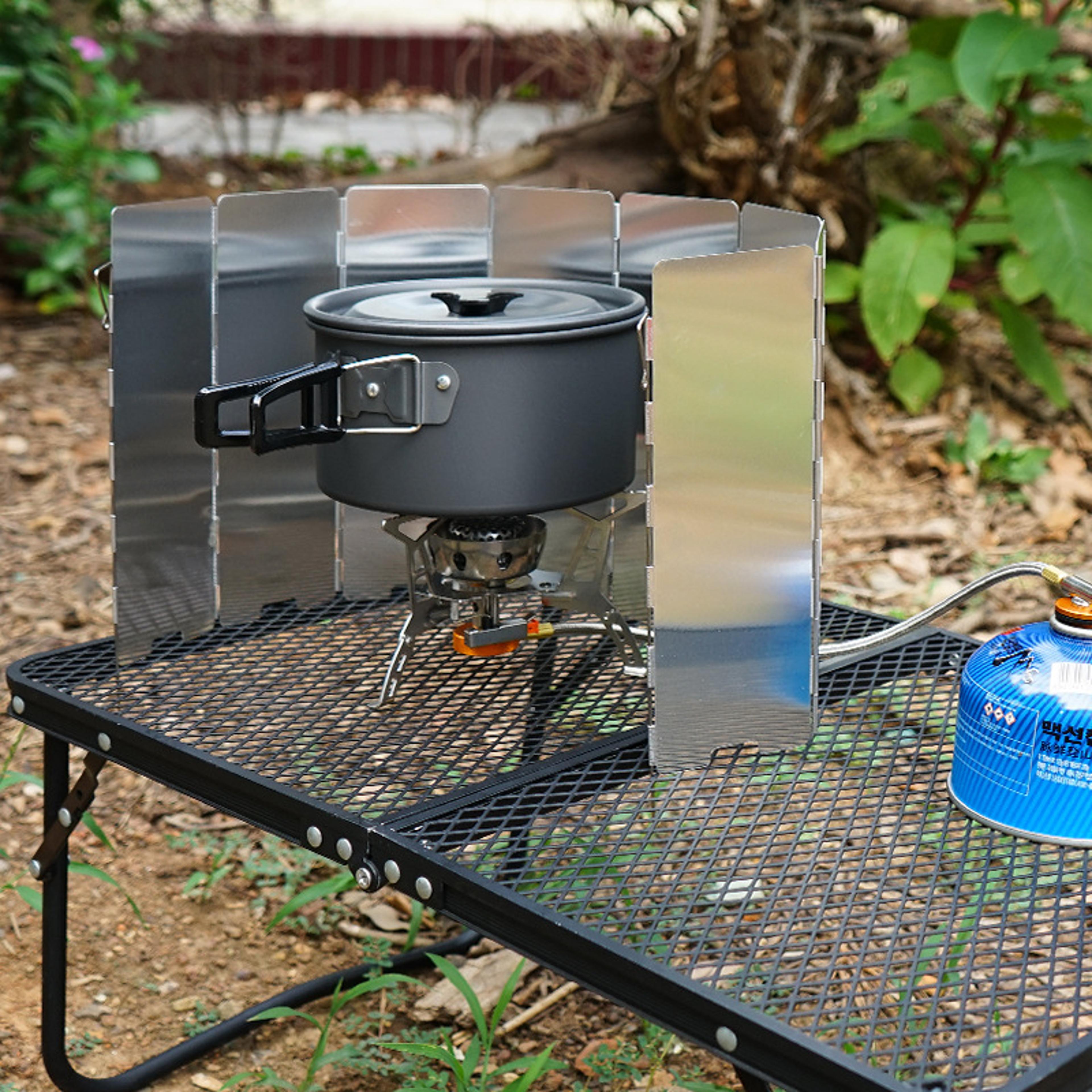 Aluminum Alloy Wind Shield For Gas Stove Windproof Screen For Outdoor Camping  Picnic Cooking 4