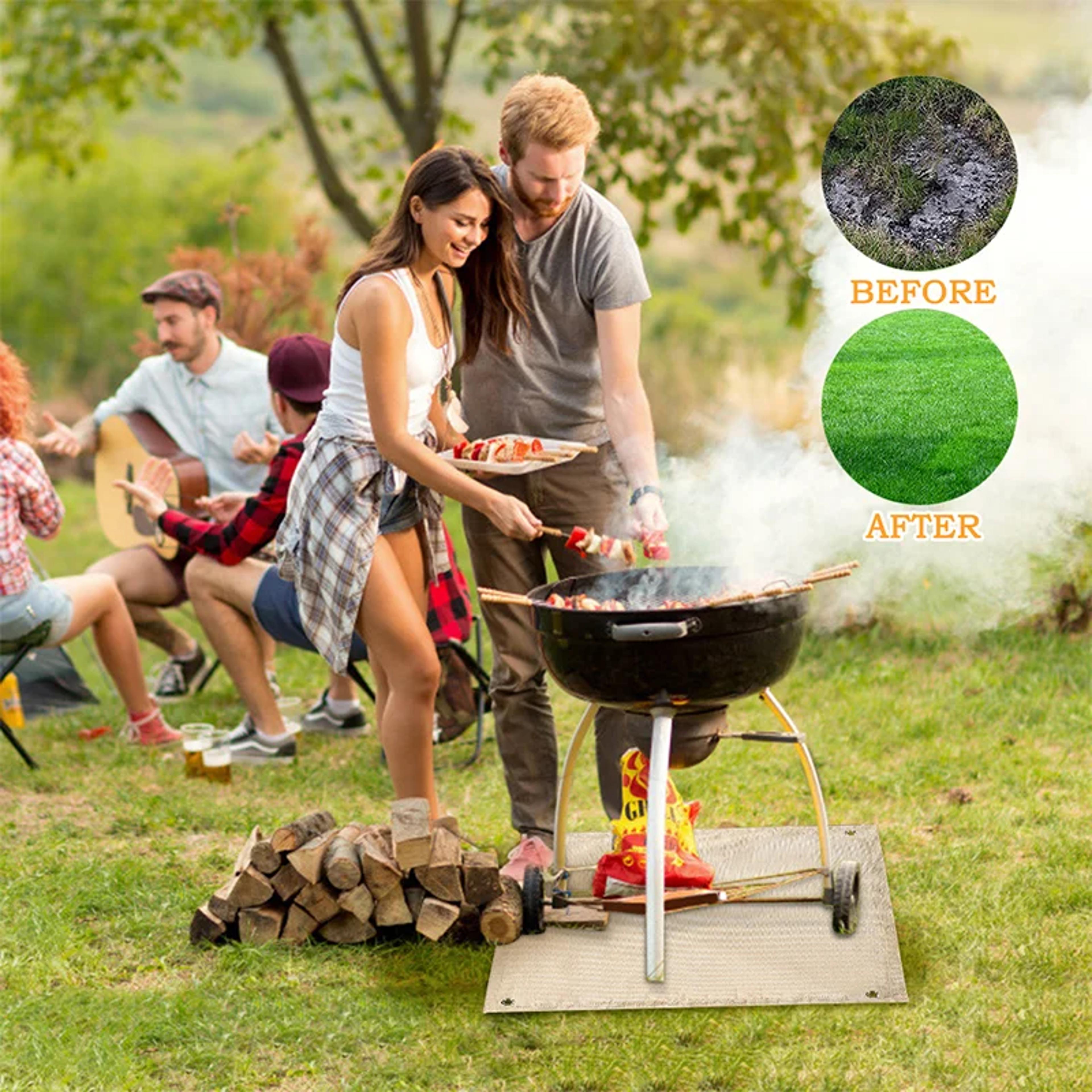 Barbecue Fire Protection Mat For Outdoor  Indoor Use High Temperature Resistant Fire Retardant Camp 1