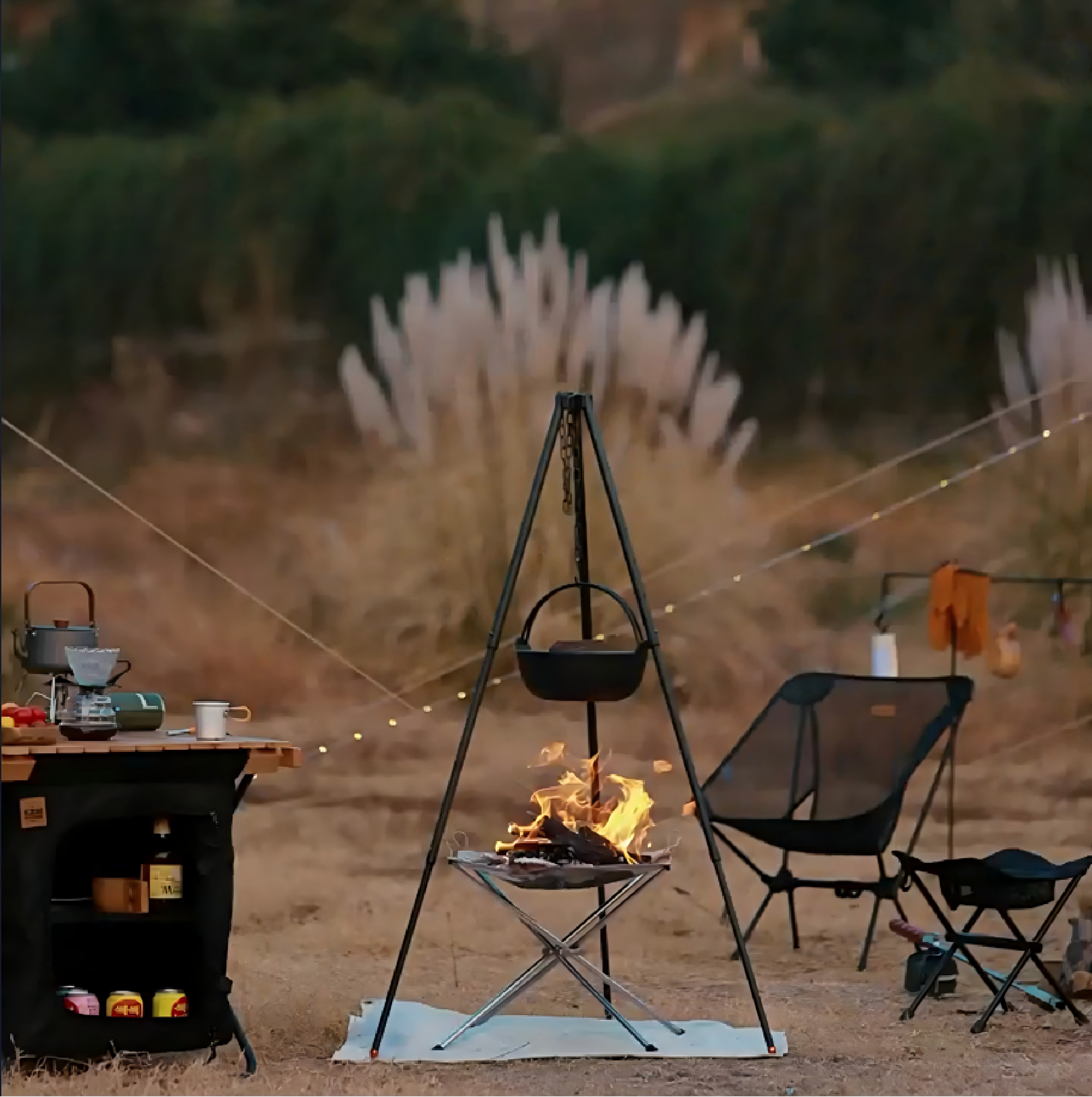 Portable Fire Pit For Outdoor Camping BBQ And Backyard Quick Assembly Steel Mesh Fireplace 1