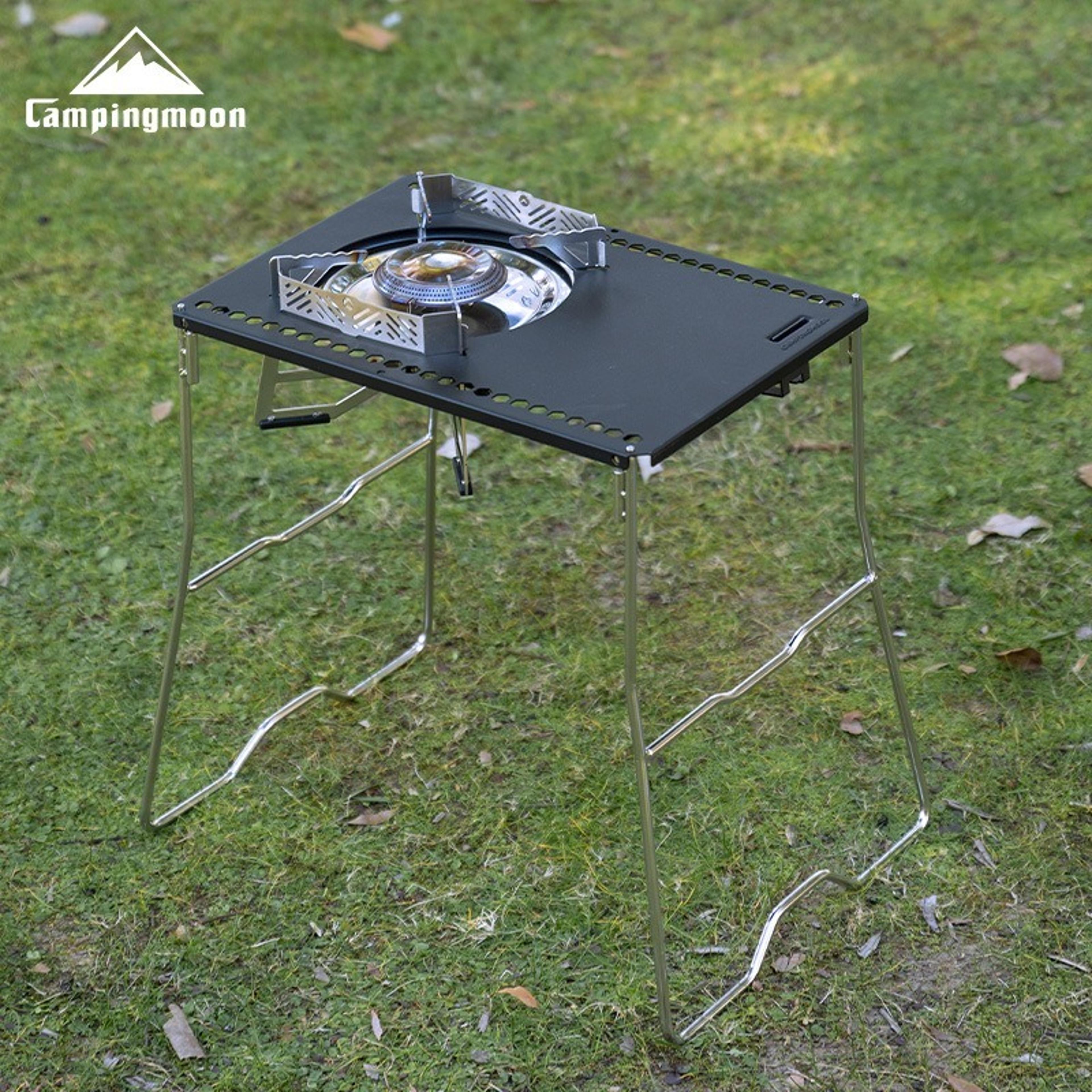 Durable Folding Stainless Steel Camping Table With Foot Frame Storage Rack 1