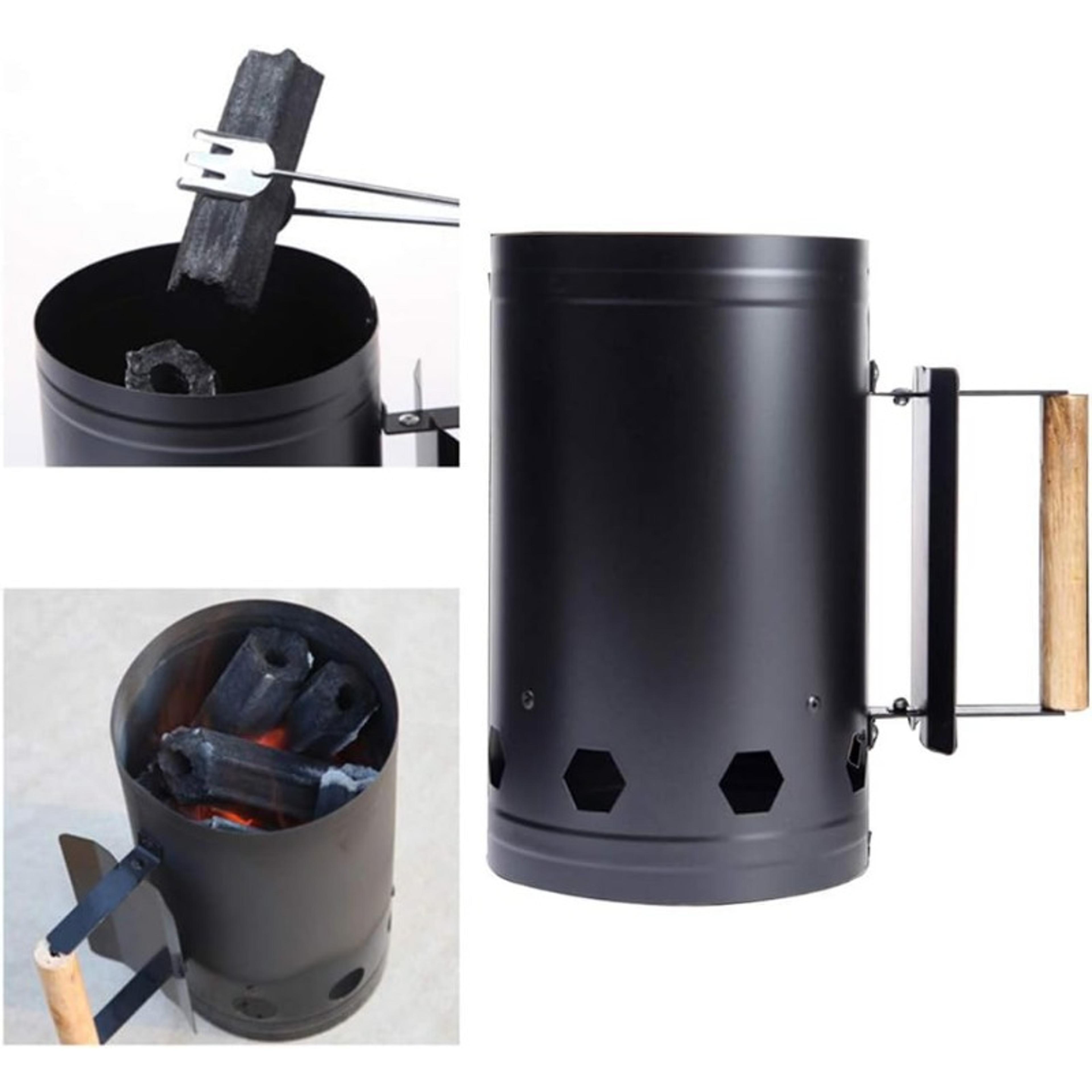 portable stainless steel barbecue fire starter with handle quick charcoal ignition for camping & picnic