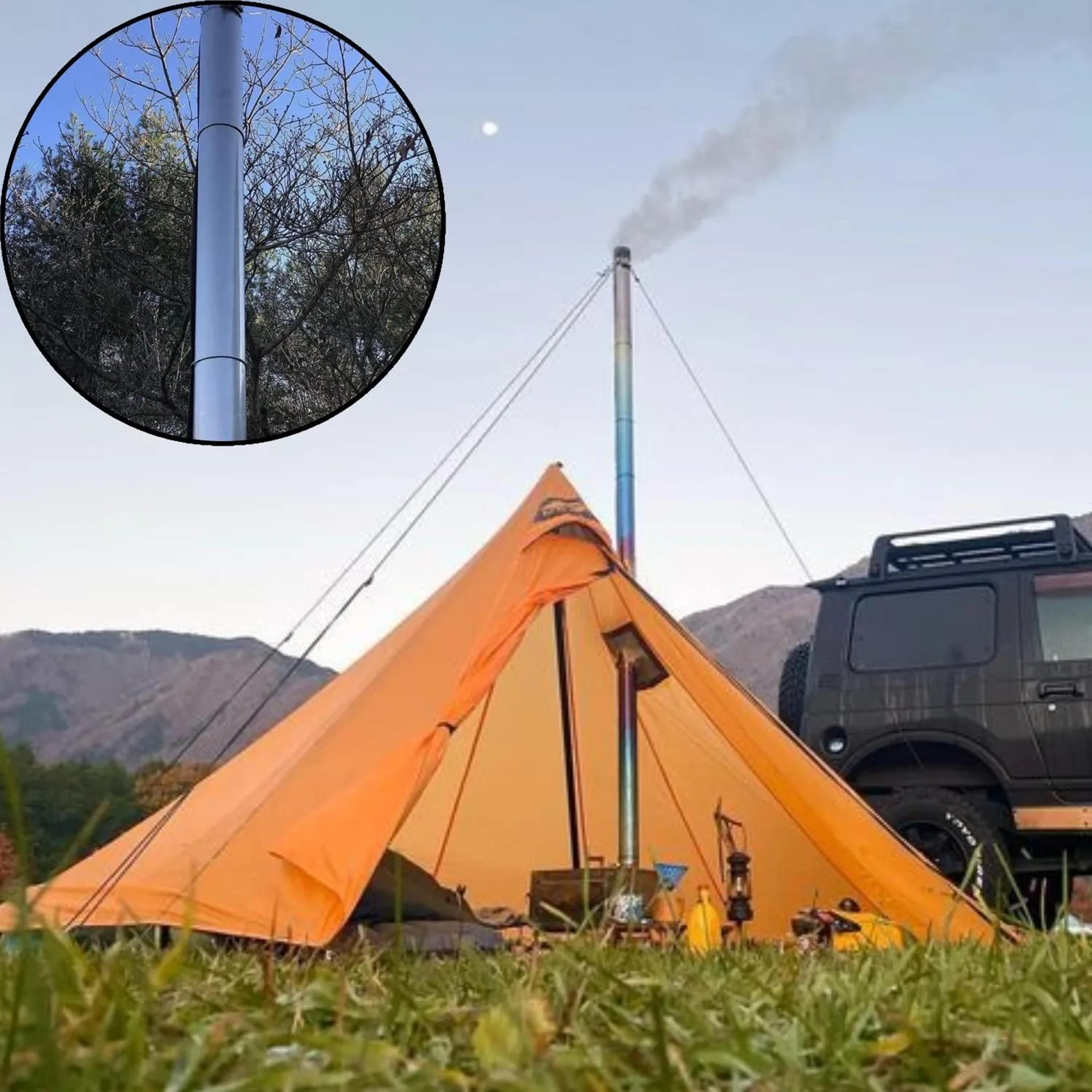 Portable Titanium Chimney Pipe Kit For Tent Stove Durable Camping Wood Stove Pipe System 0