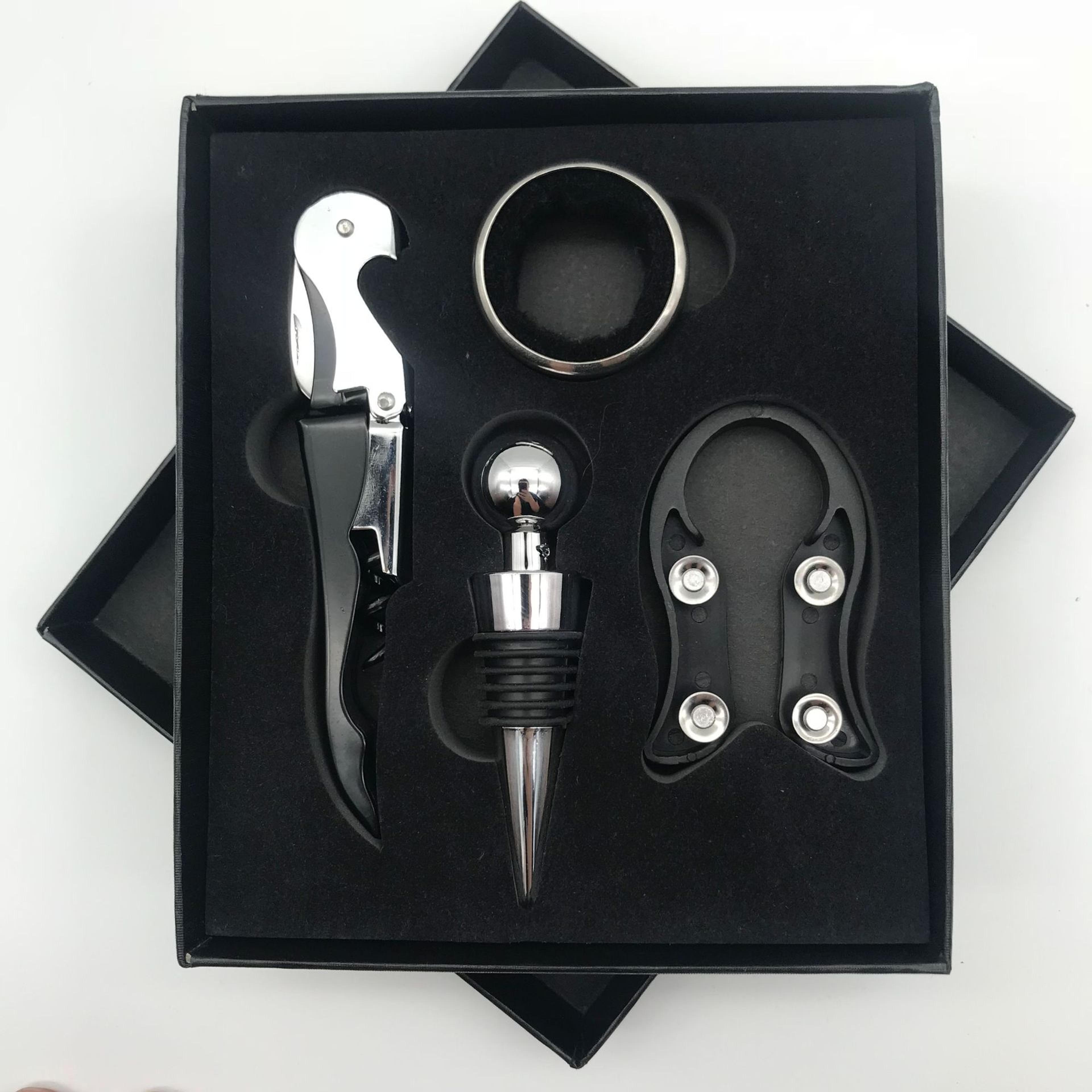 Elegant Wine Opener Gift Set Stainless Steel Bottle Opener Vacuum Stopper  Pourer Bar Tool 10