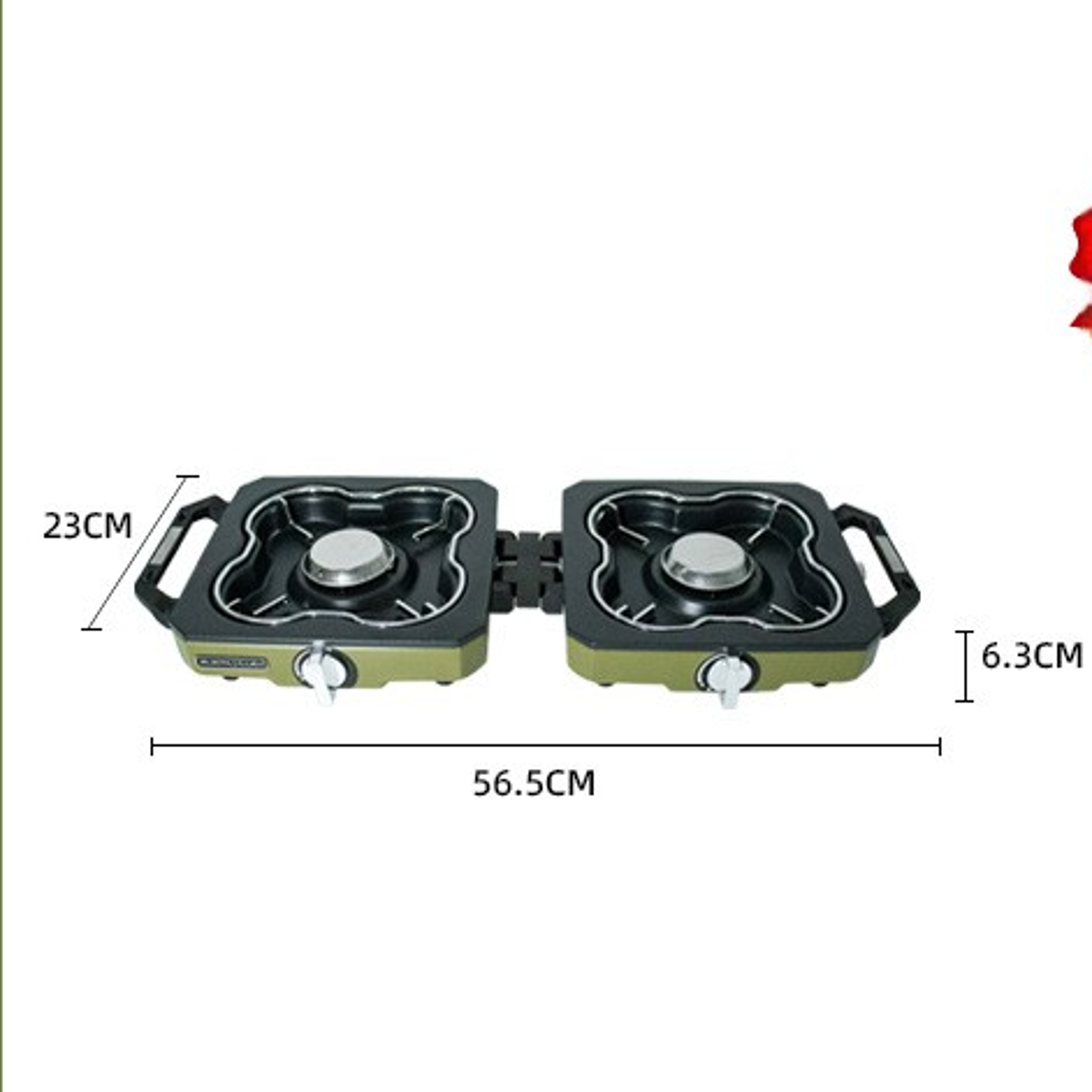Portable double burner camping stove with high firepower folding outdoor gas cooker
