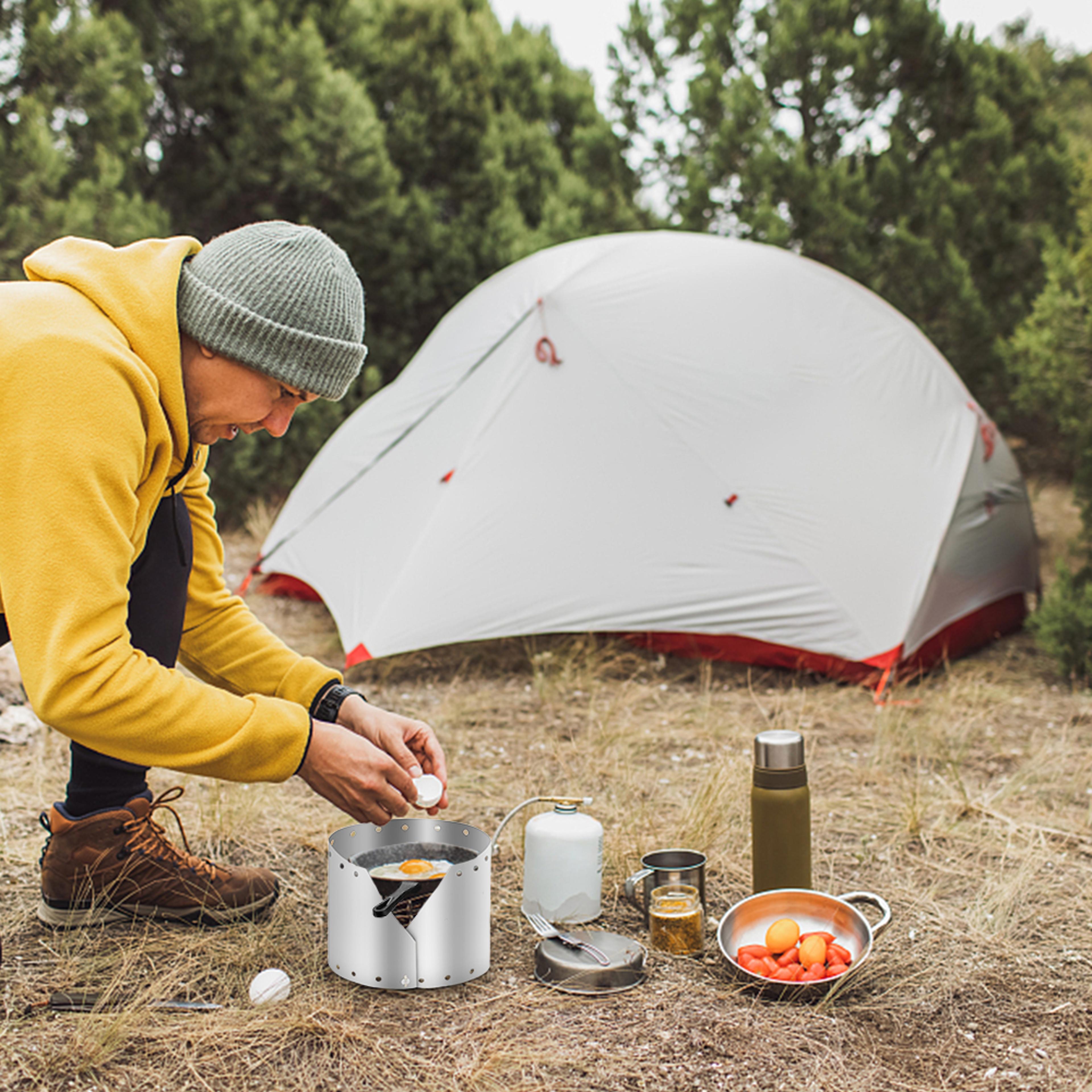 Foldable Camping Stove Wind Shield Titanium Windproof Outdoor Cooking Screen 2