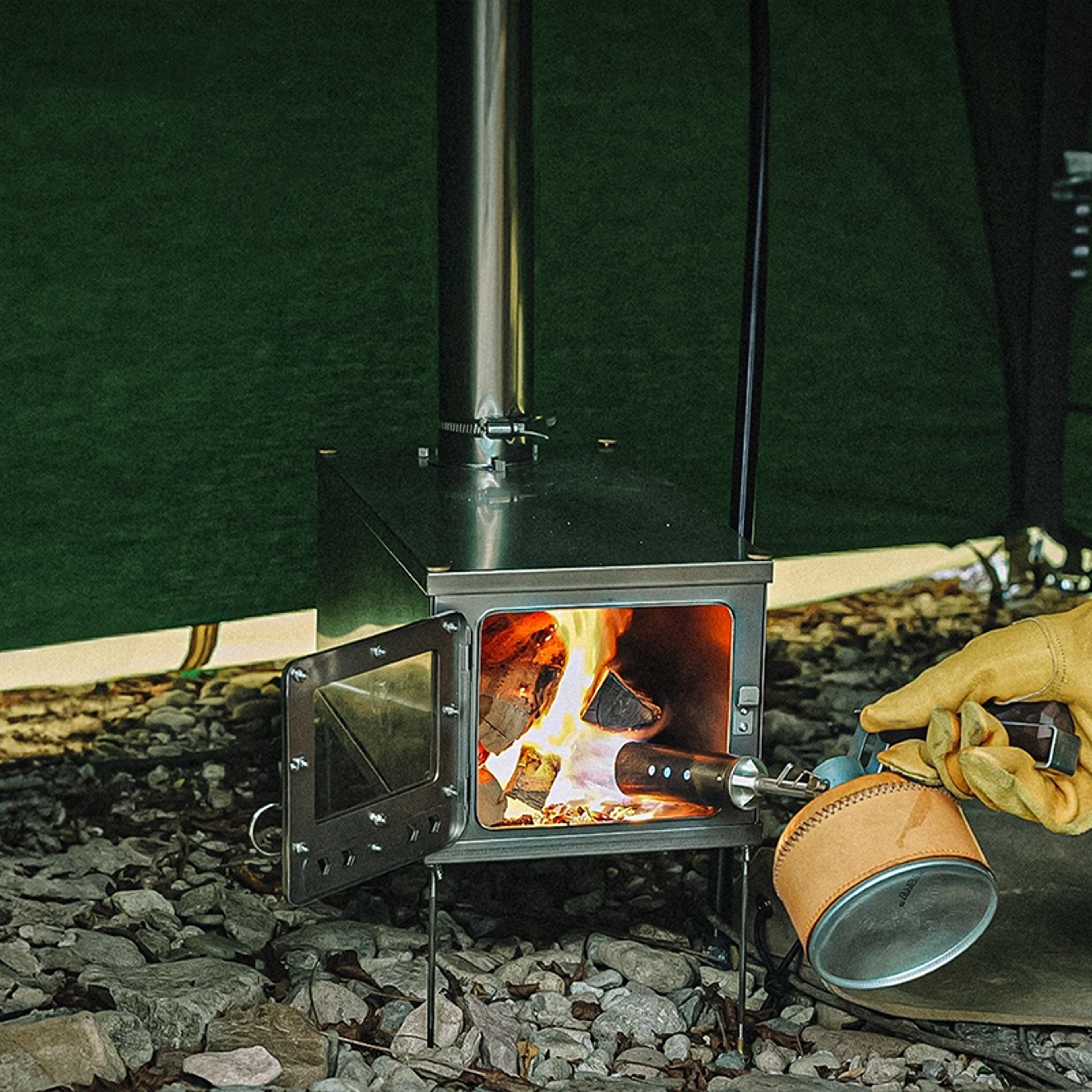 Foldable Titanium Alloy Tent Stove Lightweight  Durable For Outdoor Camping CharcoalWood Burning St 3