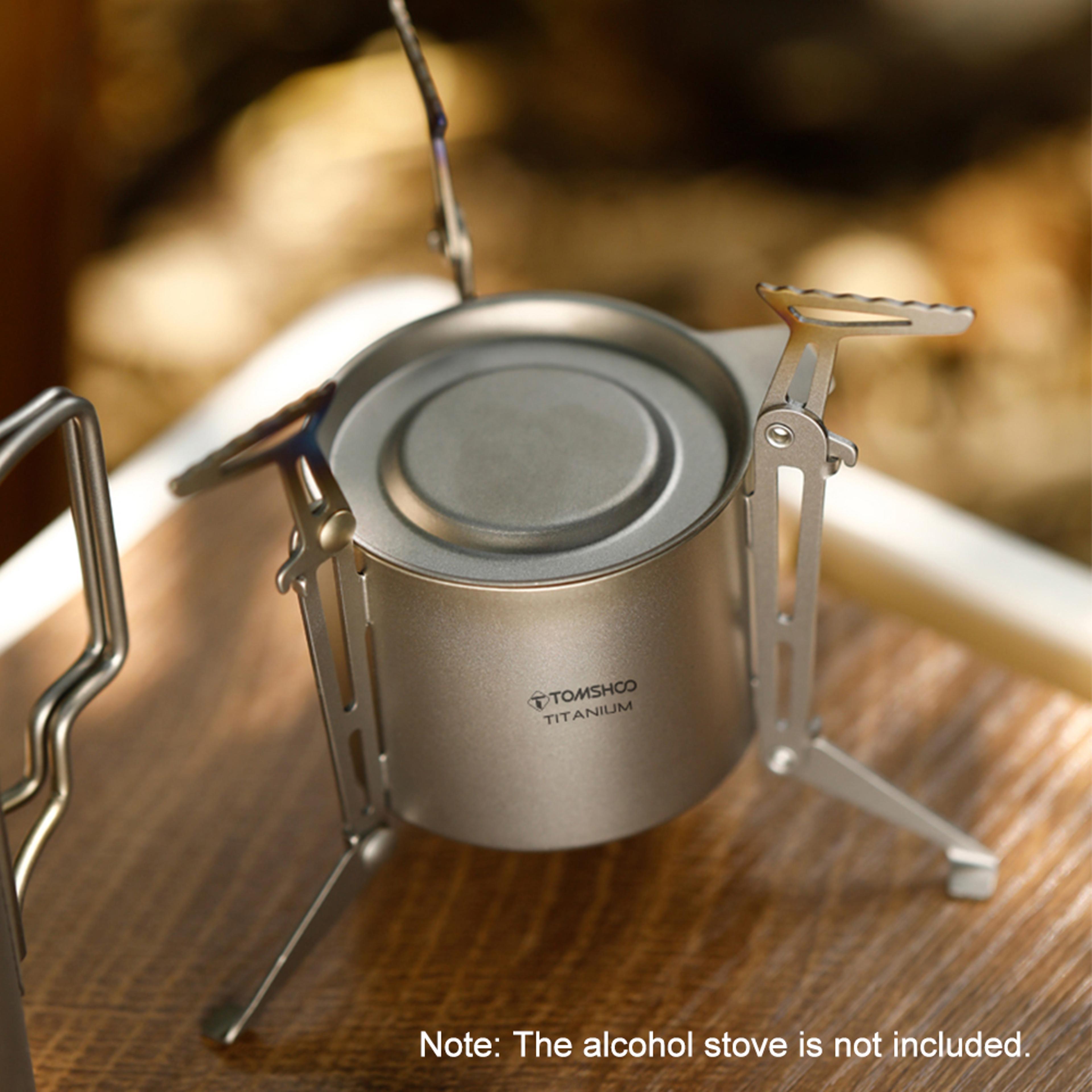 Ultralight Titanium Alcohol Stove With Fire Cover  Foldable Pot Stand 1