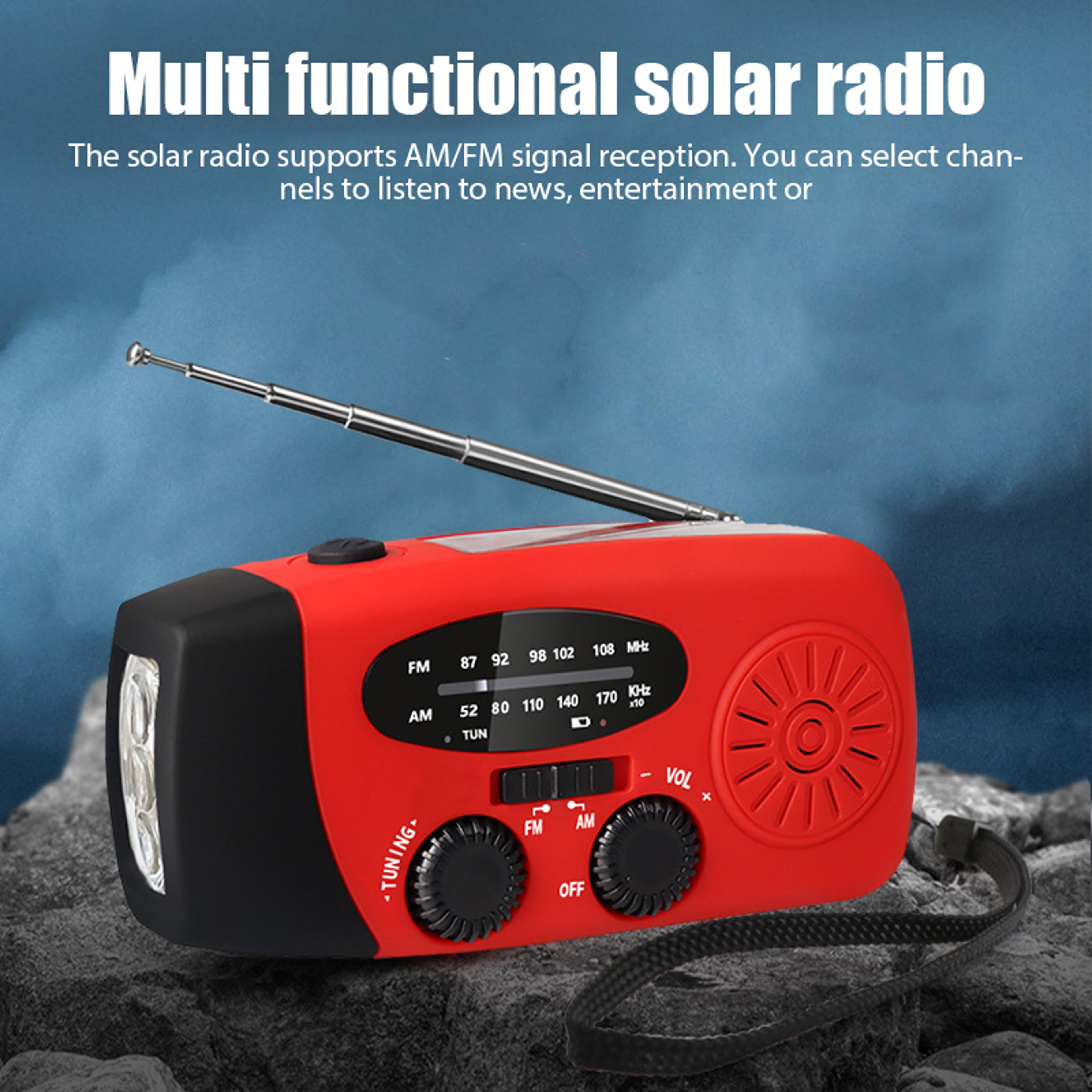 all-in-one emergency radio with solar crank charger, noaa weather alerts & power bank
