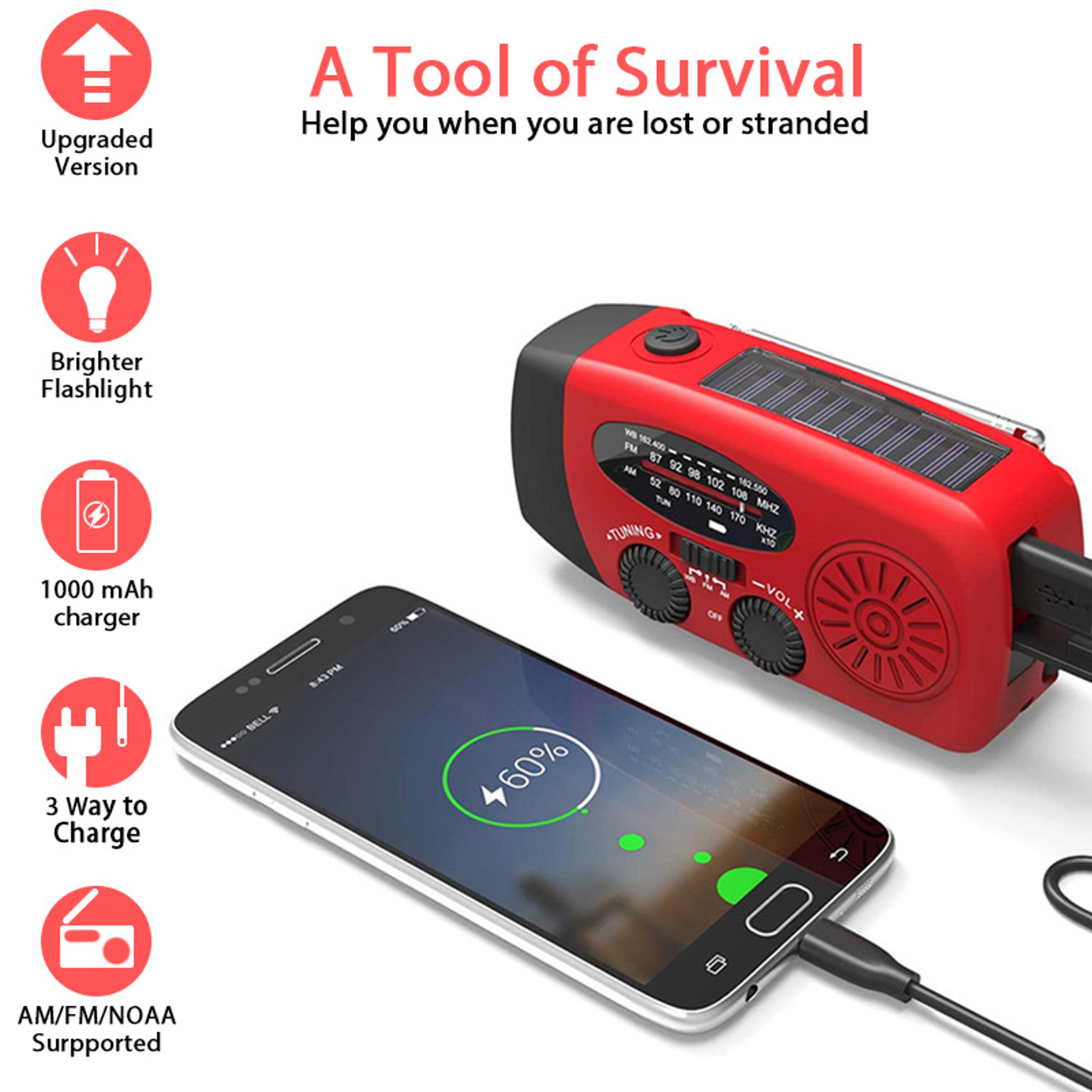 AllInOne Emergency Radio With Solar Crank Charger NOAA Weather Alerts  Power Bank 3