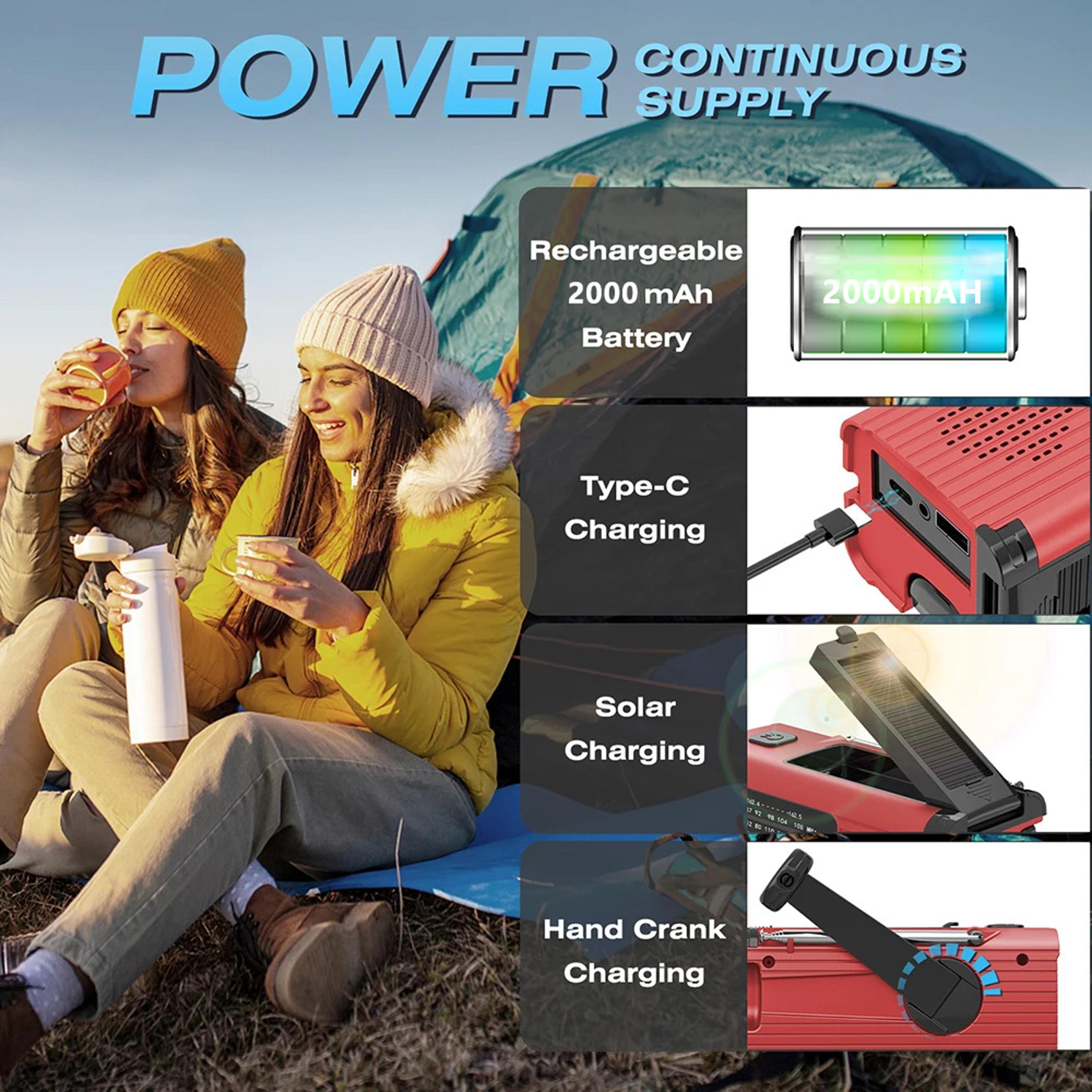 Solar Emergency Radio With Hand Crank  LED Light Waterproof Portable Survival Radio 3