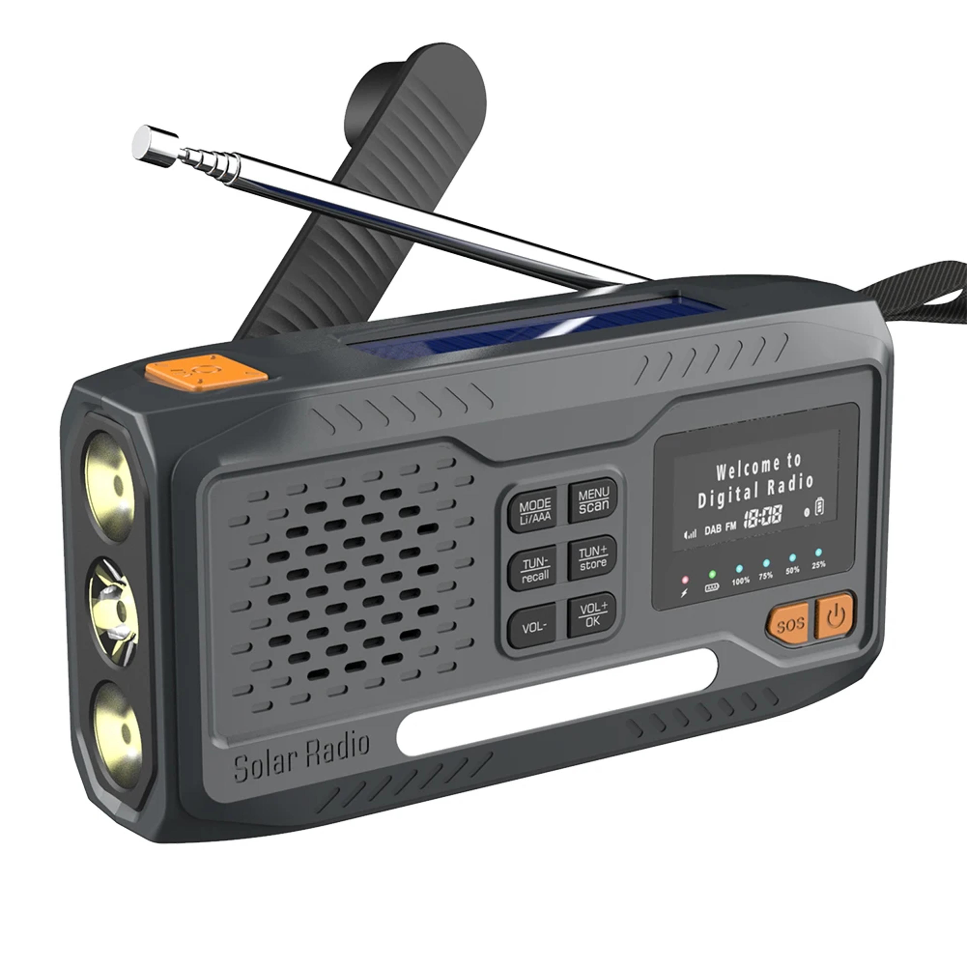 Emergency Solar Radio With Bluetooth Speaker Flashlight  Hand Crank Charger For Camping  Storm Safe 0