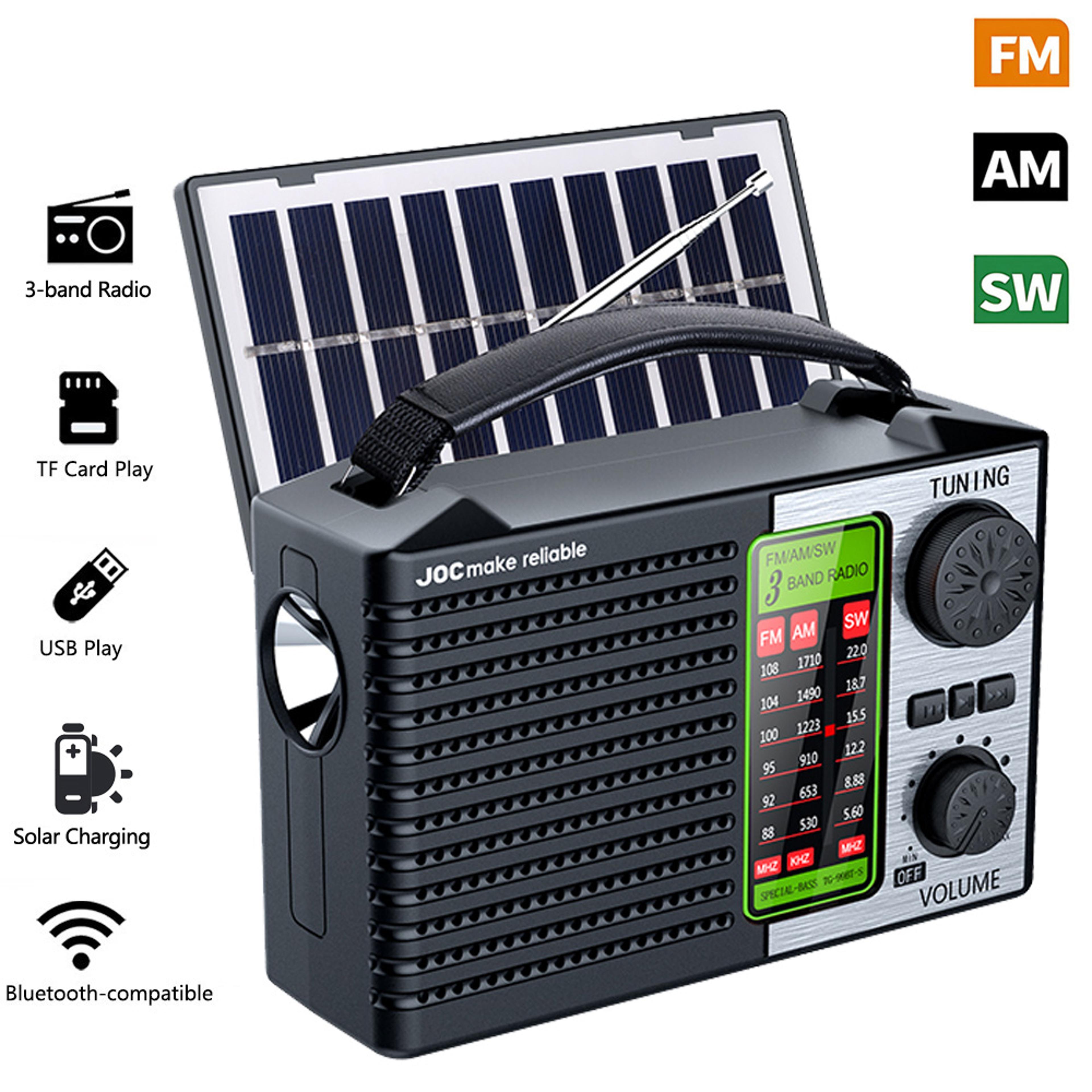 solar emergency radio with bluetooth speaker portable fm am sw outdoor survival radio