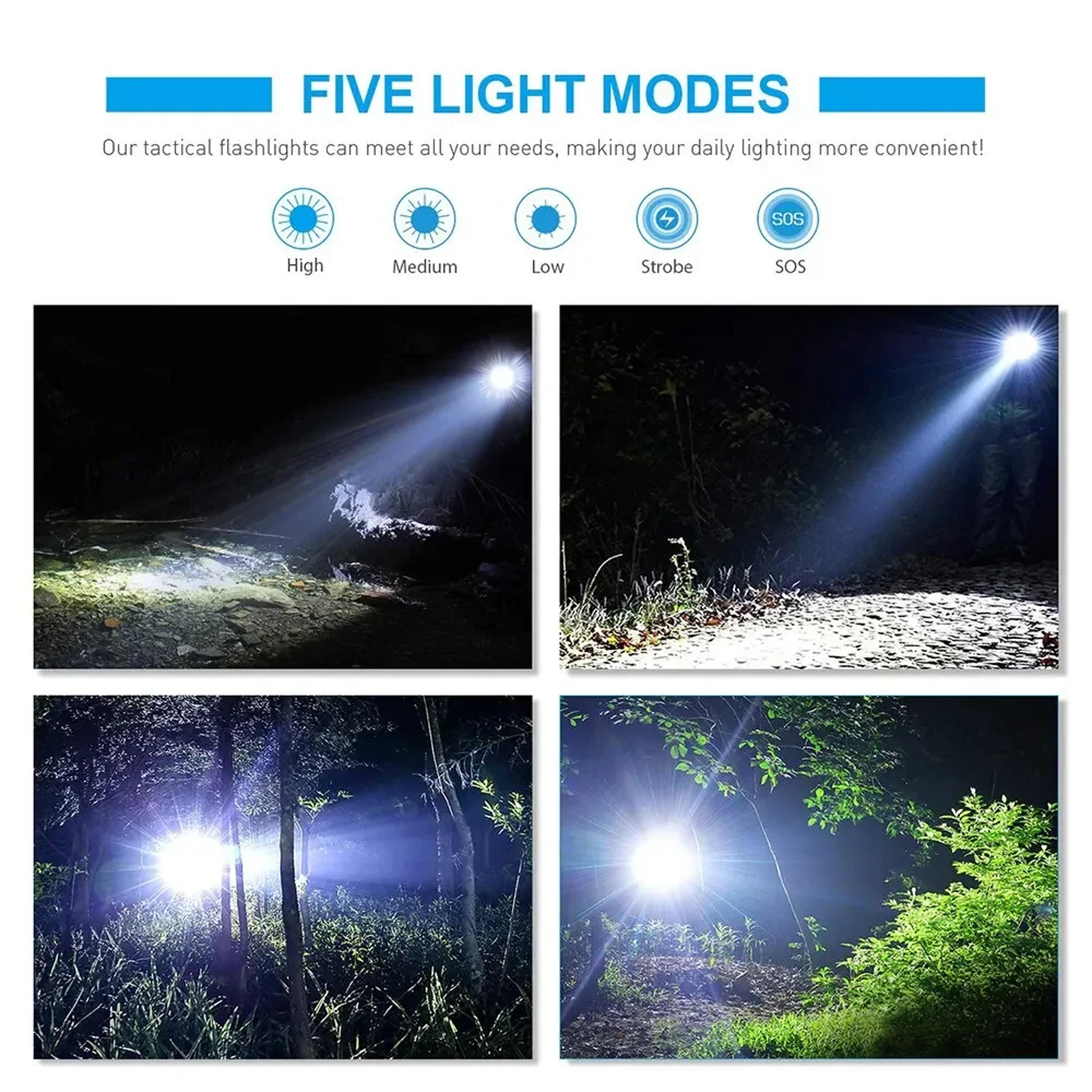 UltraBright Rechargeable Flashlight Portable LED Work Light For Outdoor  Emergency Use 2