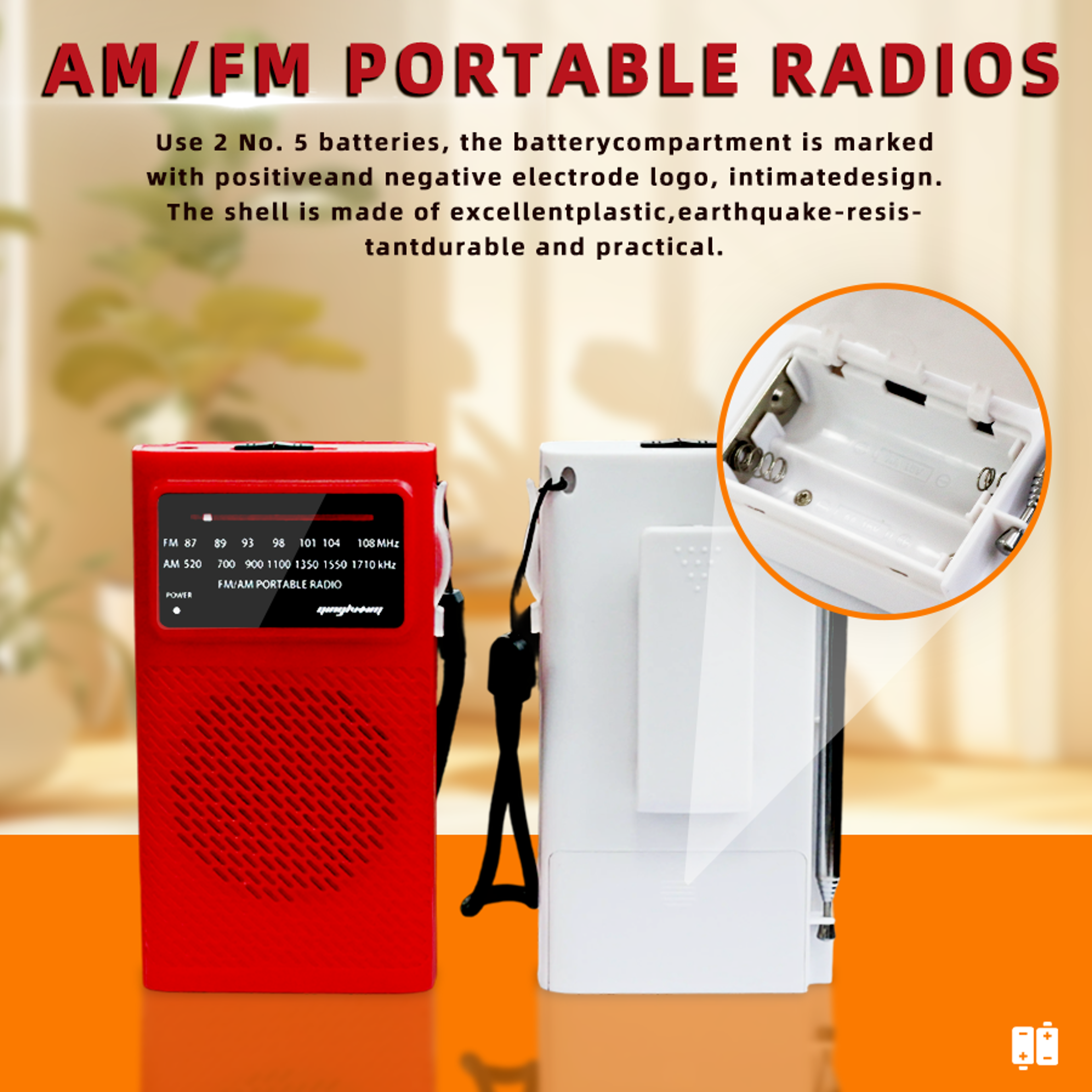 Portable AM FM Radio High Sensitivity Battery Powered Speaker For Travel And Emergency Use 2