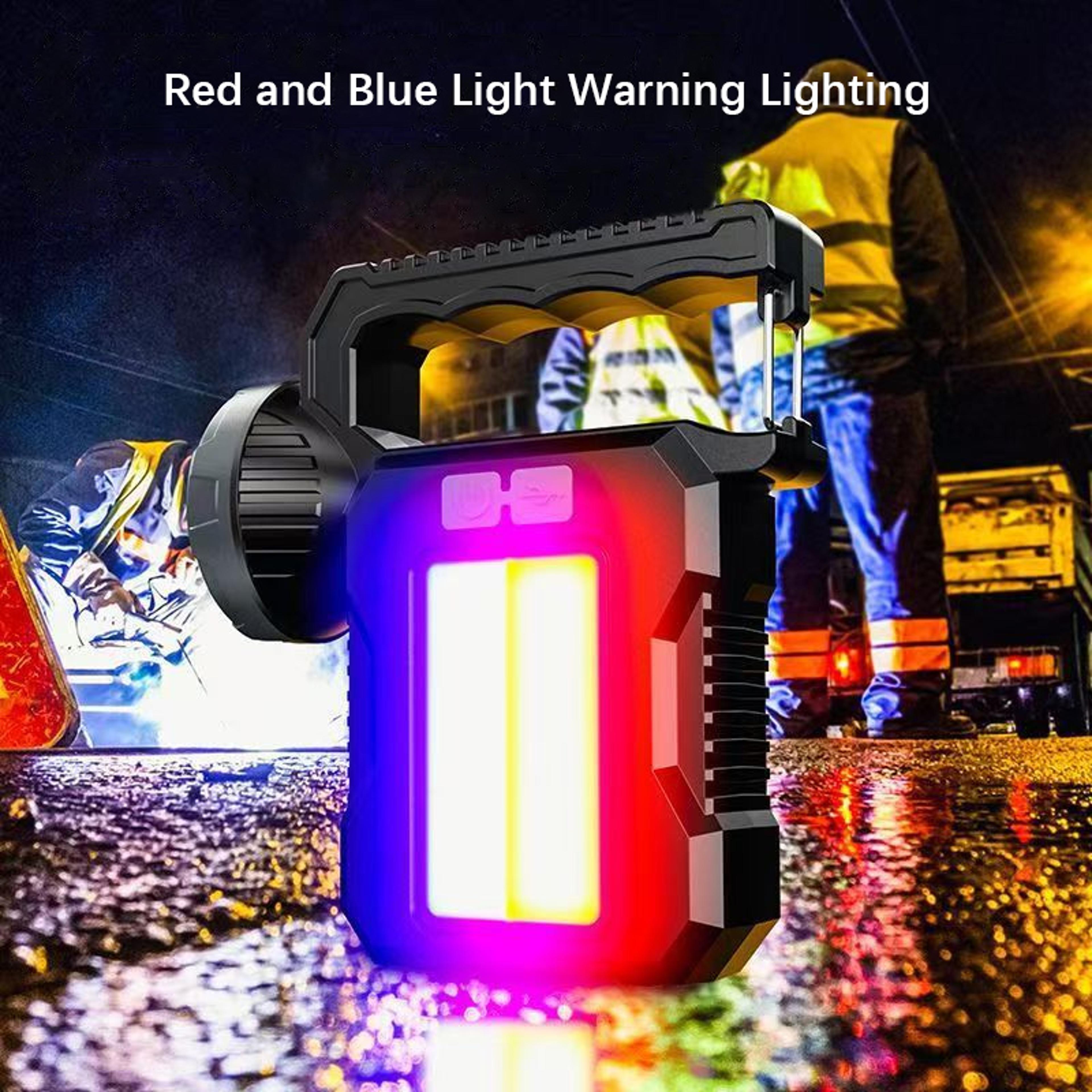 Solar Rechargeable Flashlight With COB Work Light Portable LED Searchlight For Camping Emergencies 5