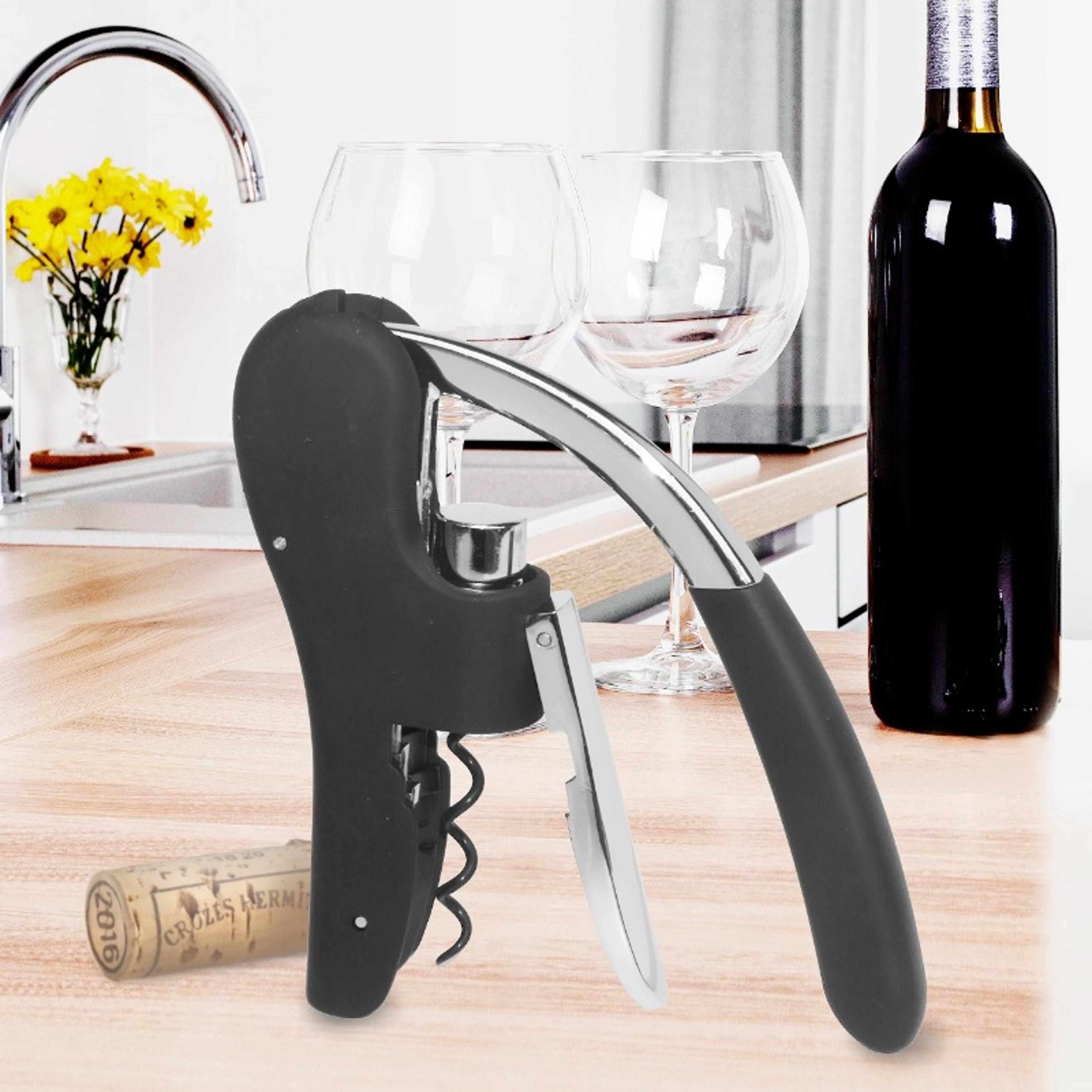 Premium Manual Wine Opener Corkscrew With Wooden Handle  Foil Cutter 1