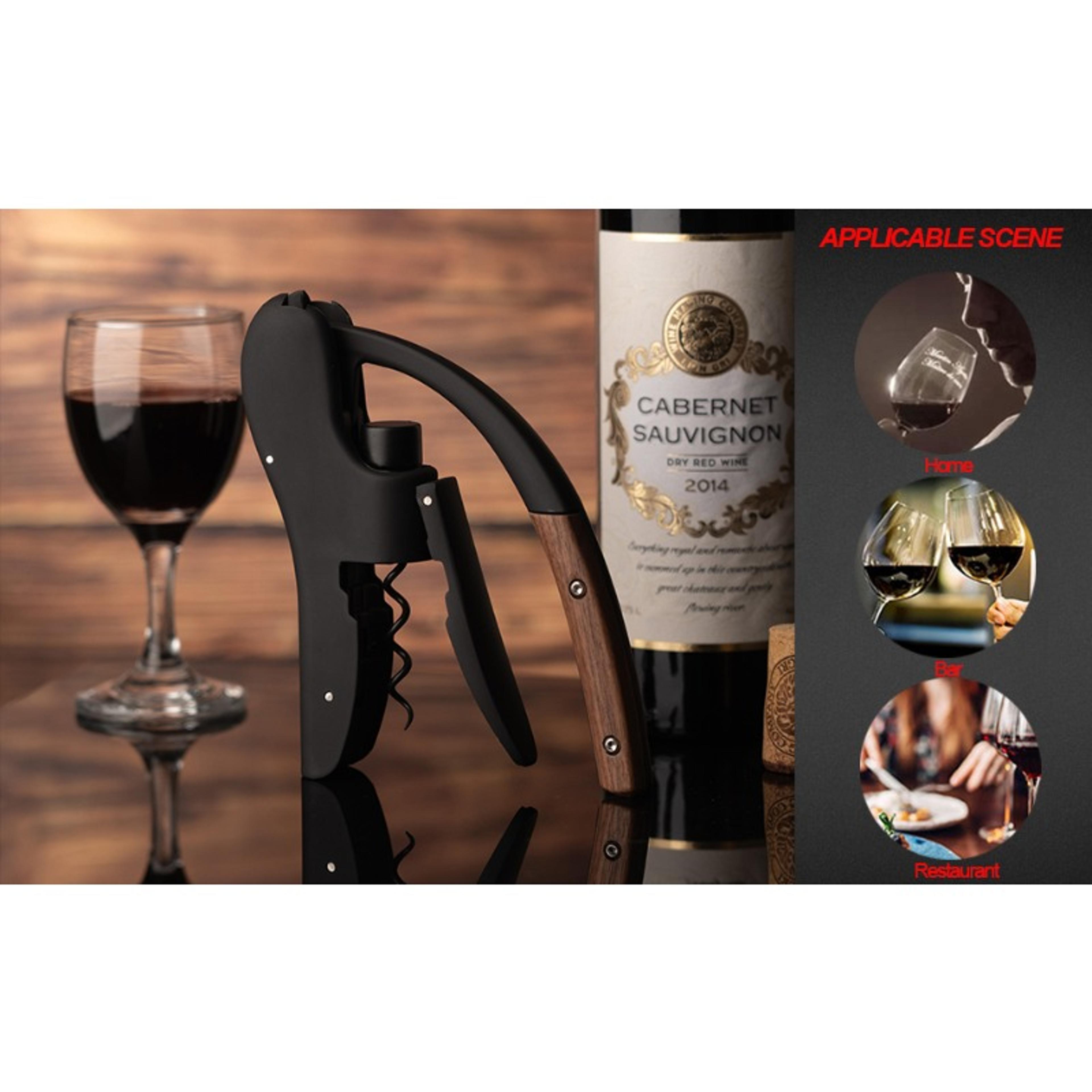 Premium Manual Wine Opener Corkscrew With Wooden Handle  Foil Cutter 3