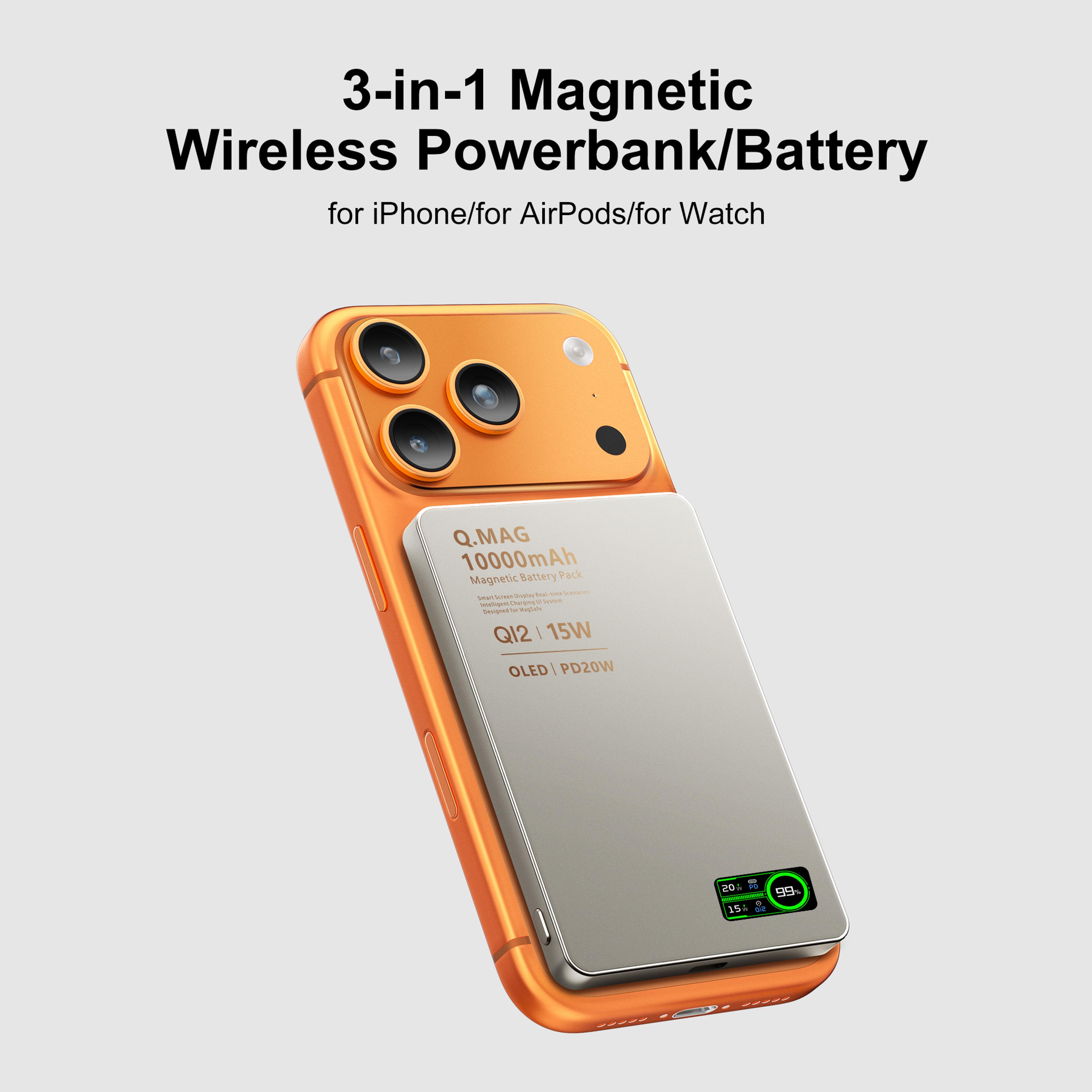 magnetic wireless fast charging portable power bank external battery