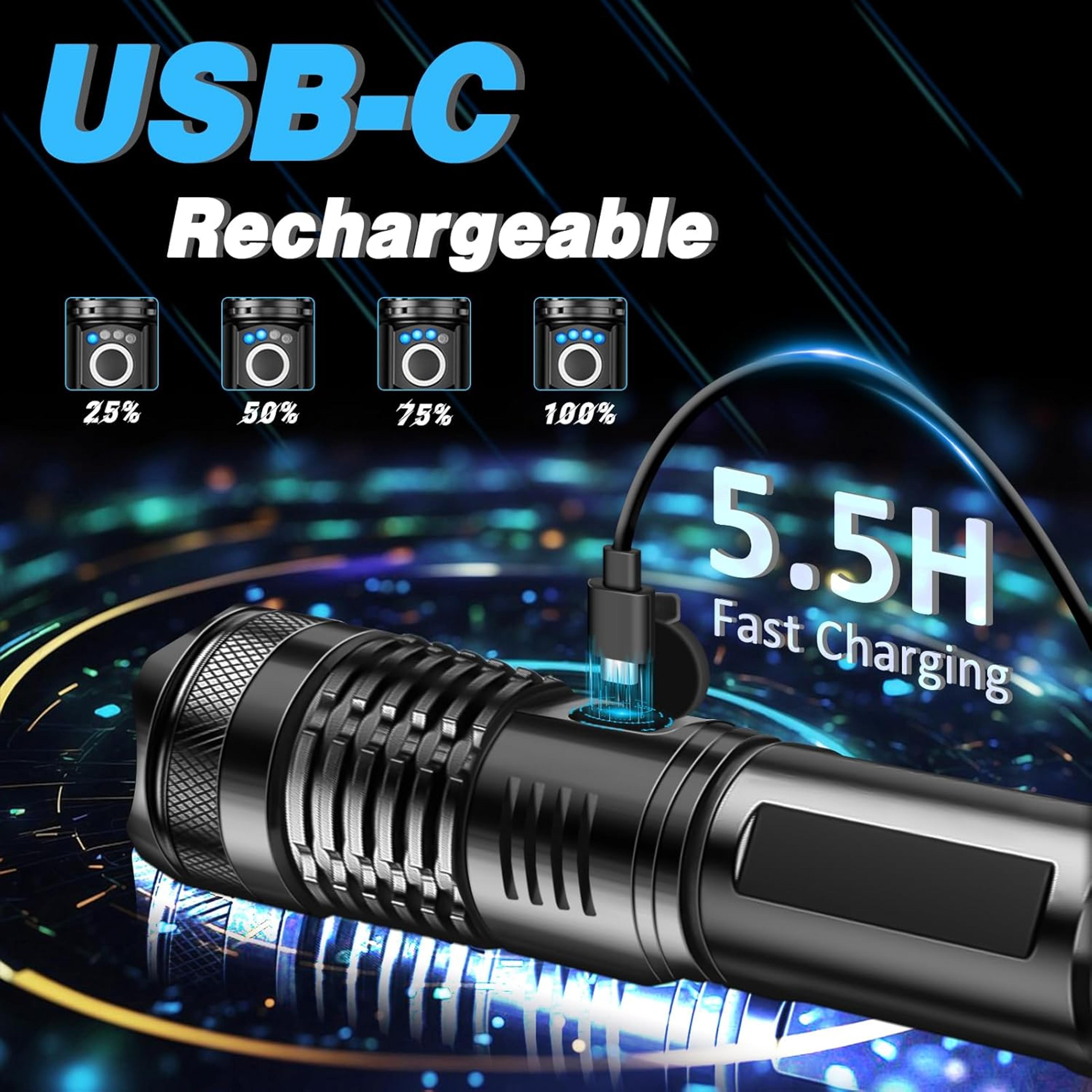 High Power Rechargeable LED Tactical Flashlight For Outdoor Camping  Fishing 3