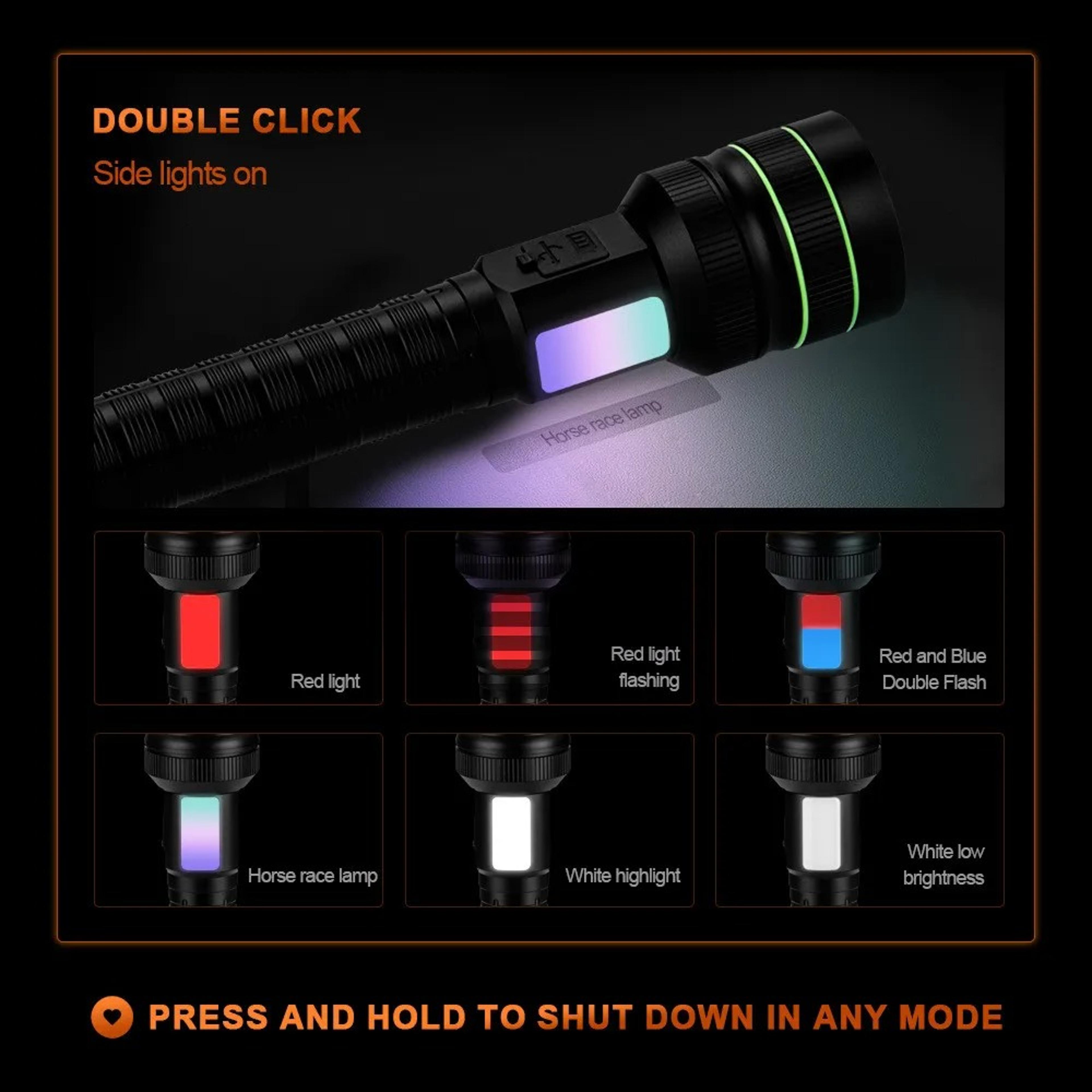 Ultra Bright LED Tactical Flashlight USB Rechargeable LongRange Lantern 2