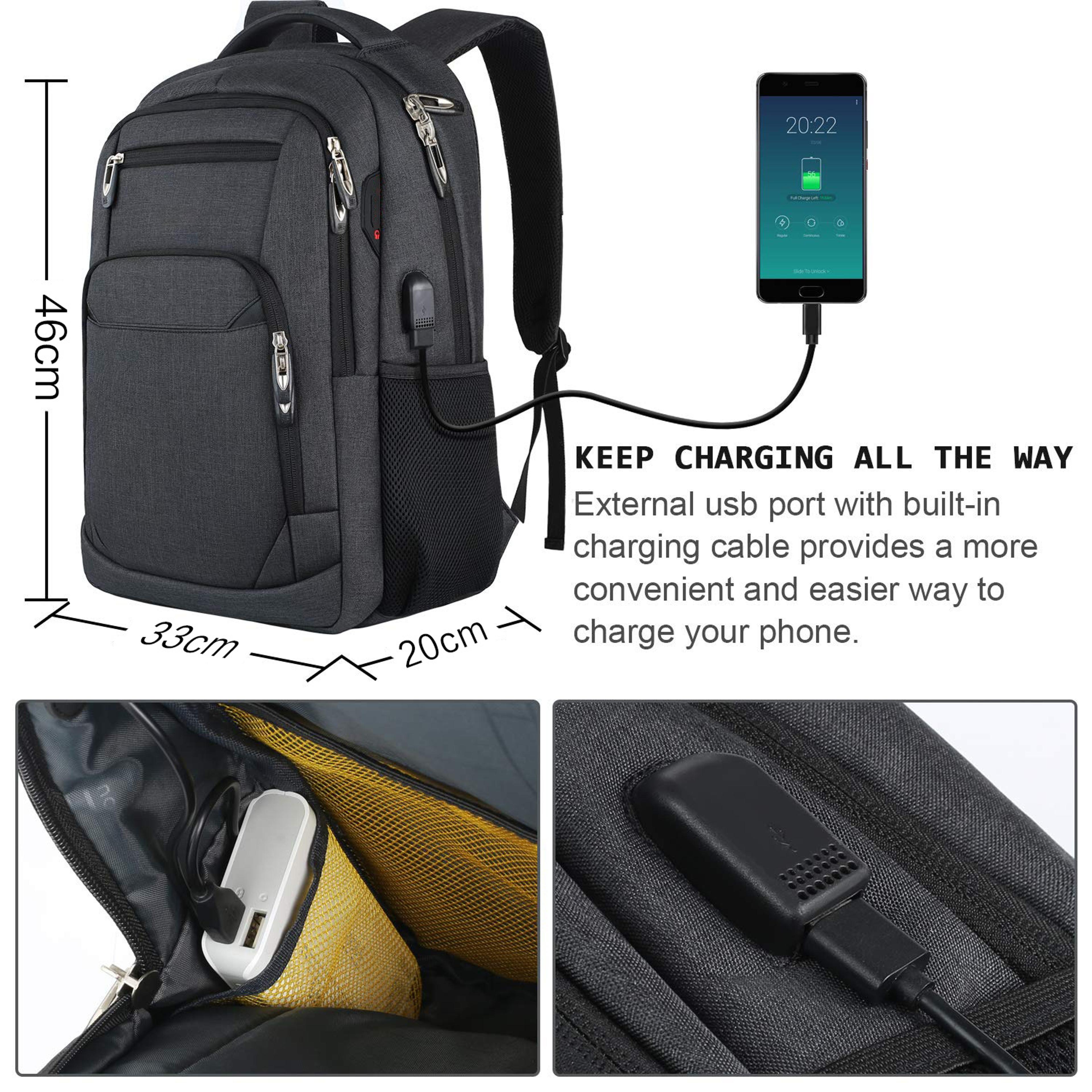 Ergonomic Mens Travel  Camera Backpack Large Waterproof Laptop Bag 4