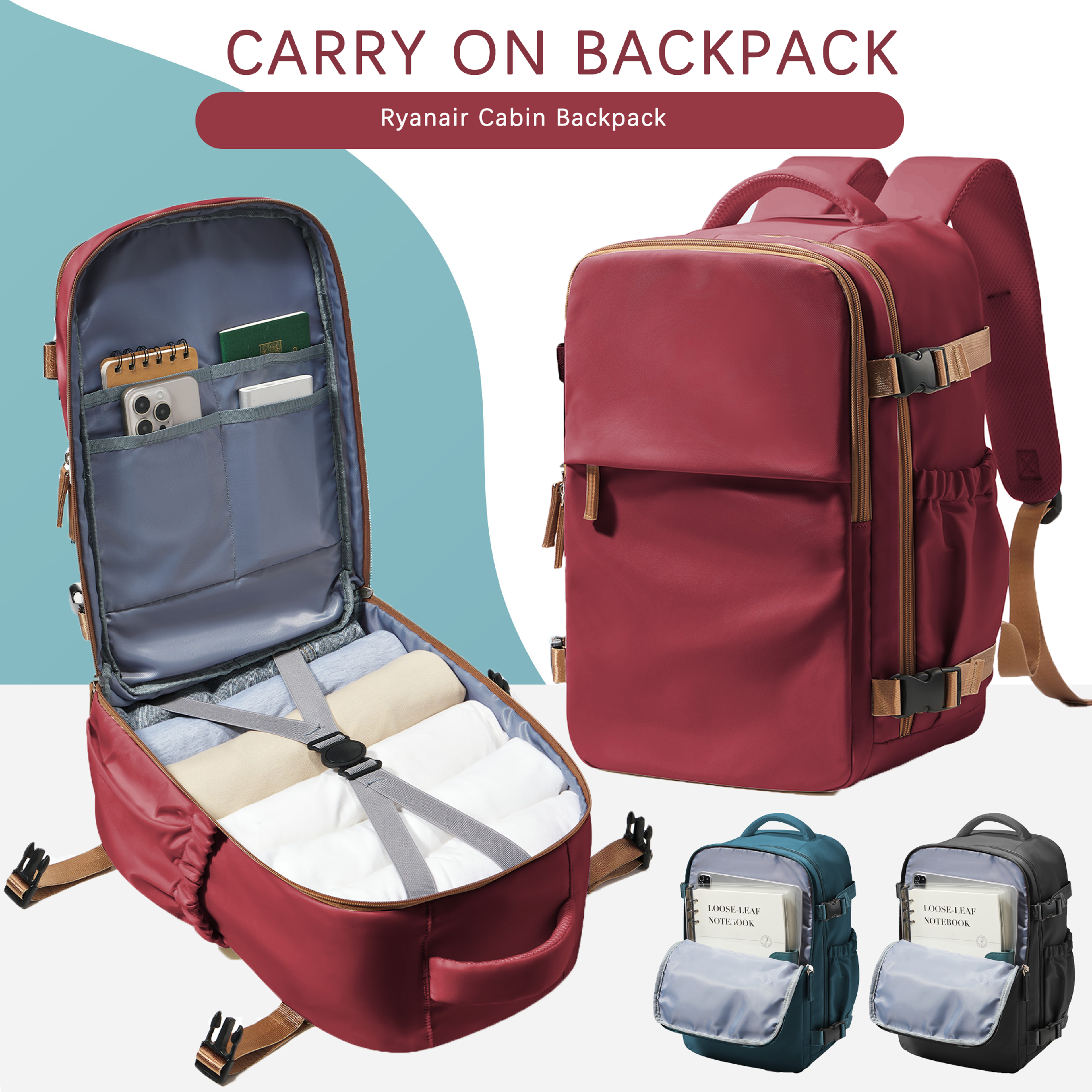 cabin travel backpack carry on waterproof laptop bag for airline travel