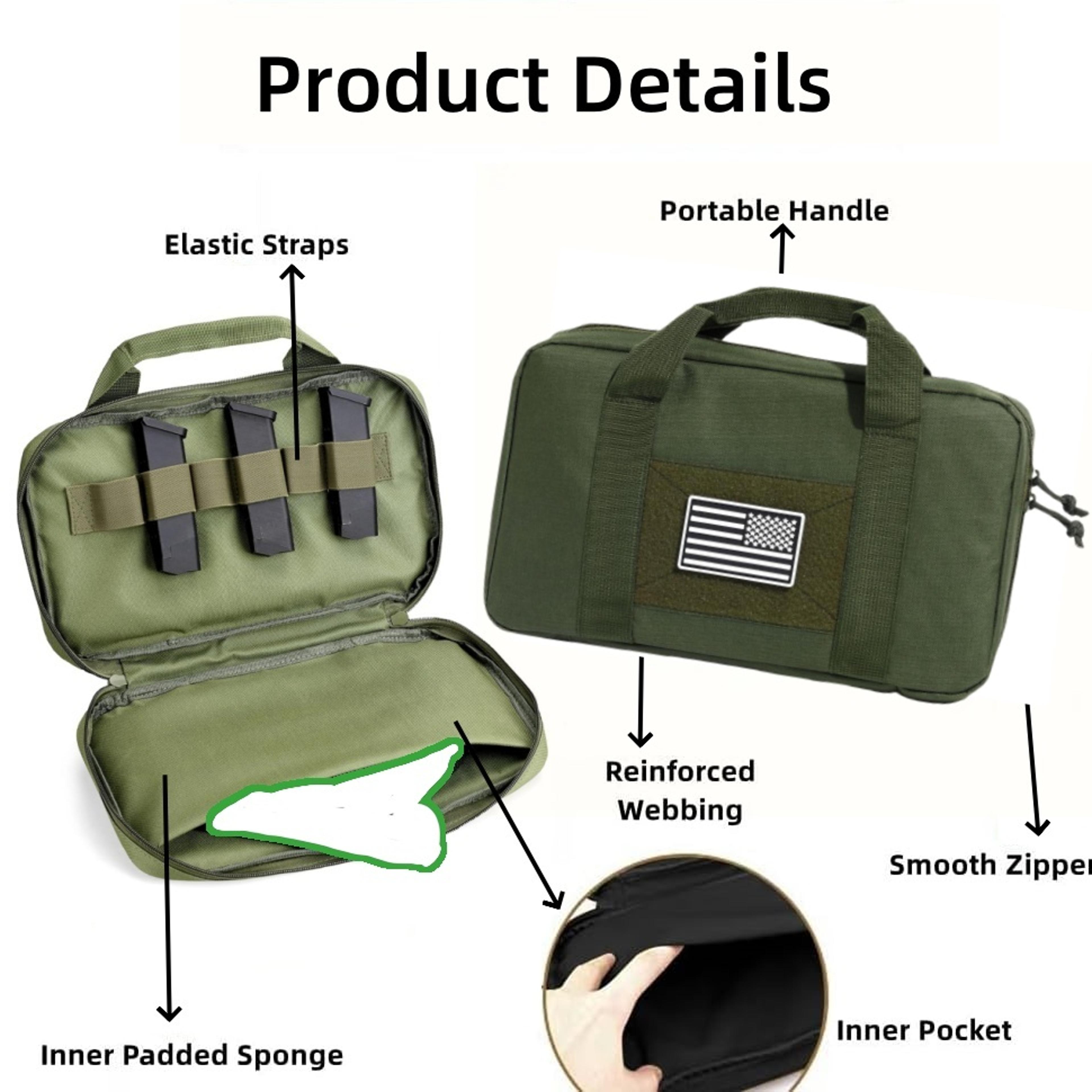 Tactical Handgun Storage Bag Portable Gun Case With Concealed Carry Pistol Pouch 4